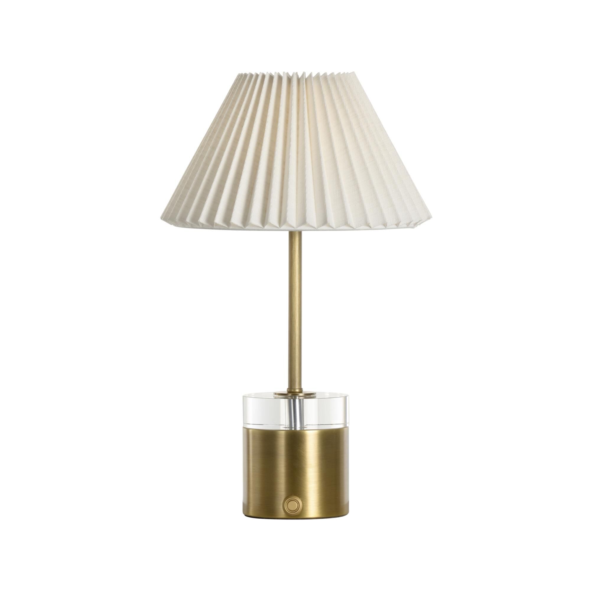 Shown in Gold finish and Linen shade