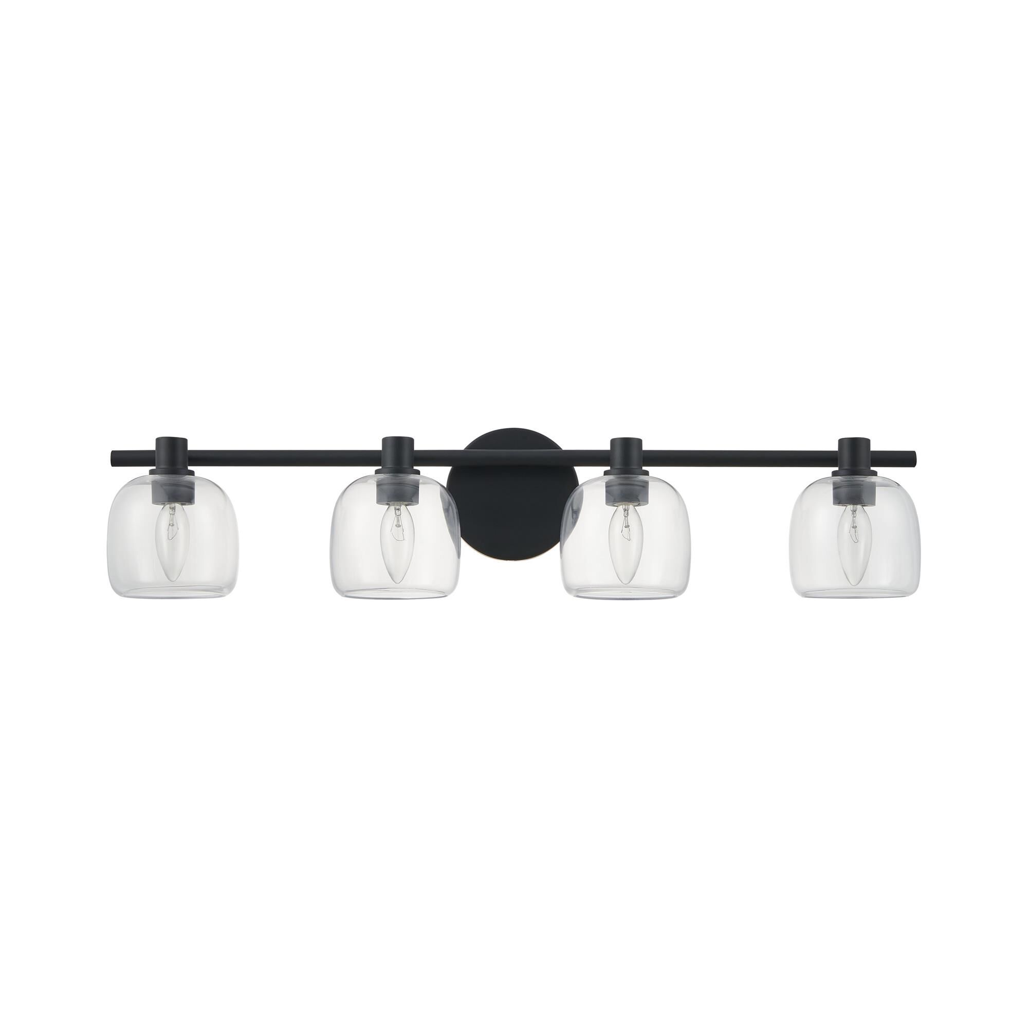 Shown in Matte Black finish and Clear glass
