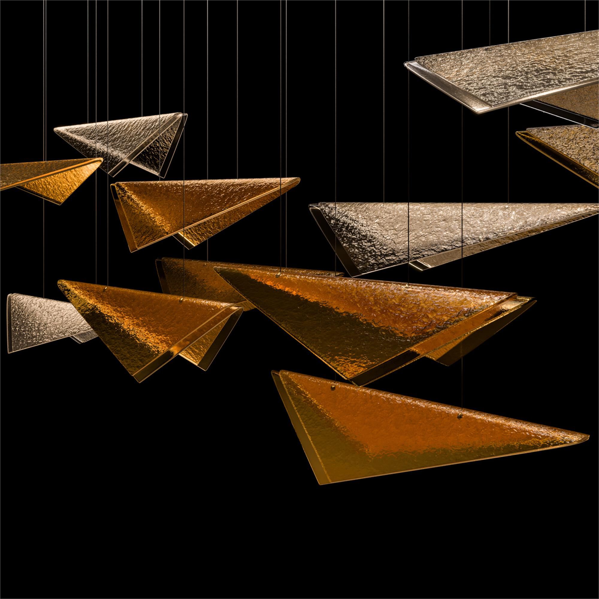 Shown in Silver finish and Amber Hammered glass