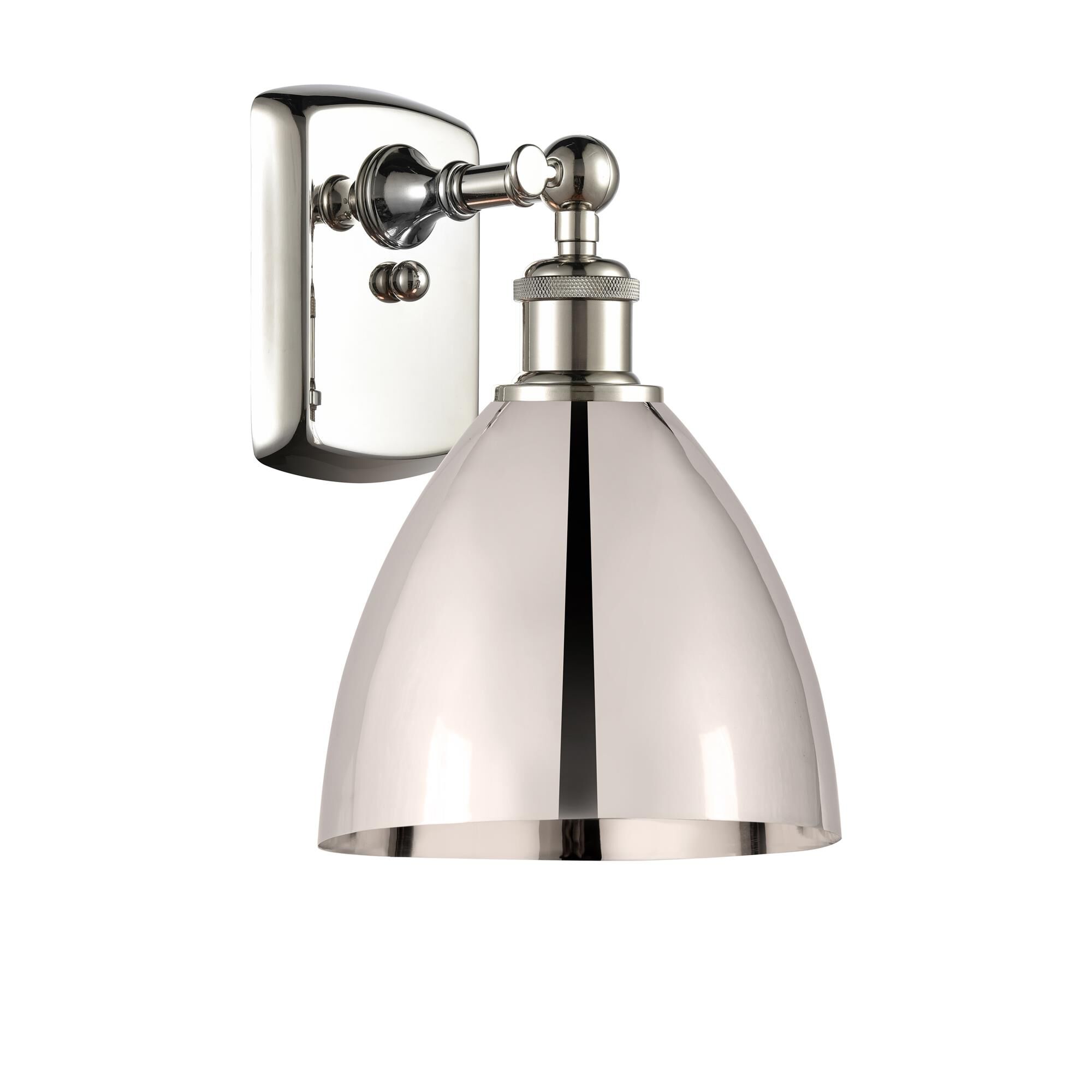 Shown in Polished Nickel finish and Polished Nickel Ballston Dome shade