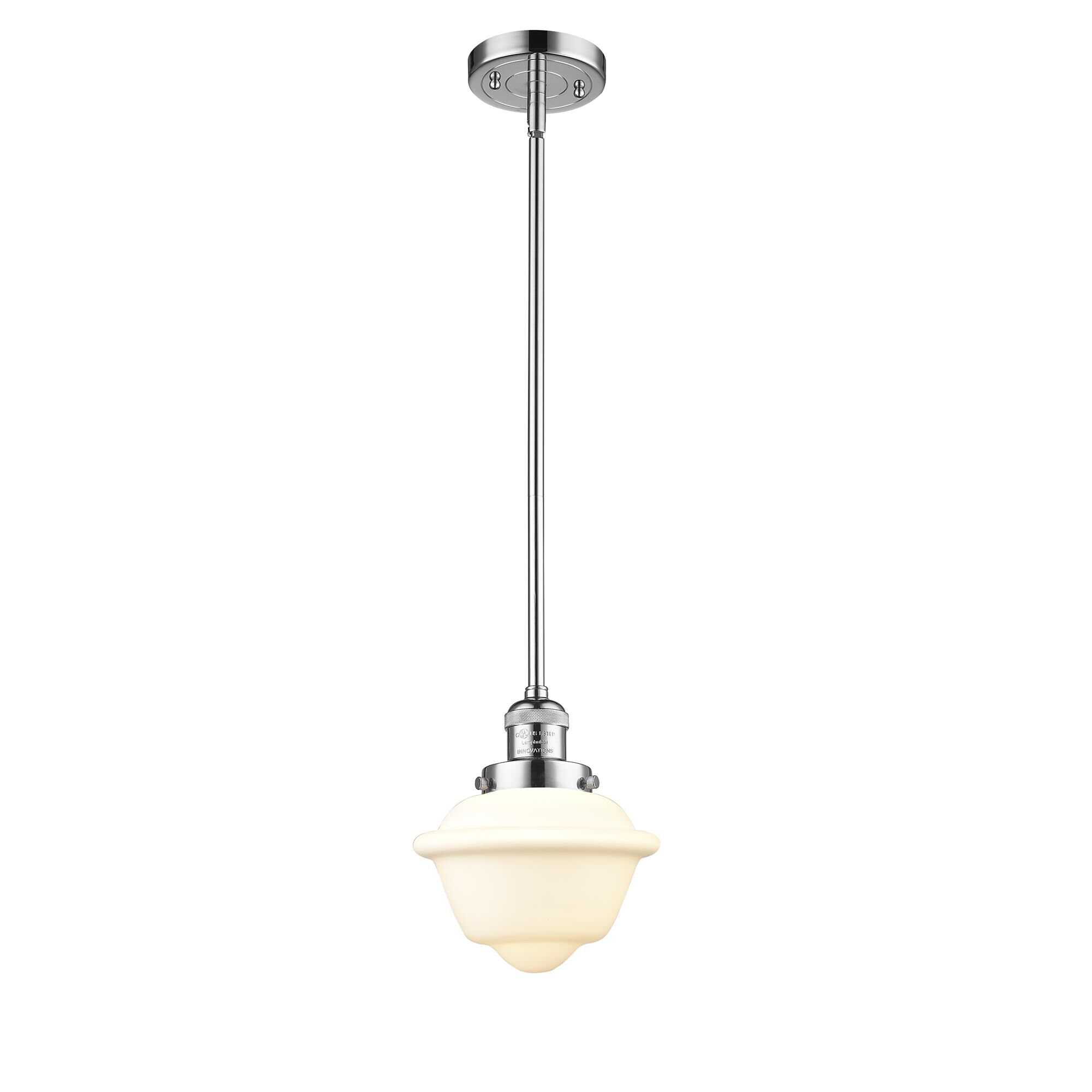 Shown in Polished Chrome finish and Matte White Cased Small Oxford glass and Stem accent