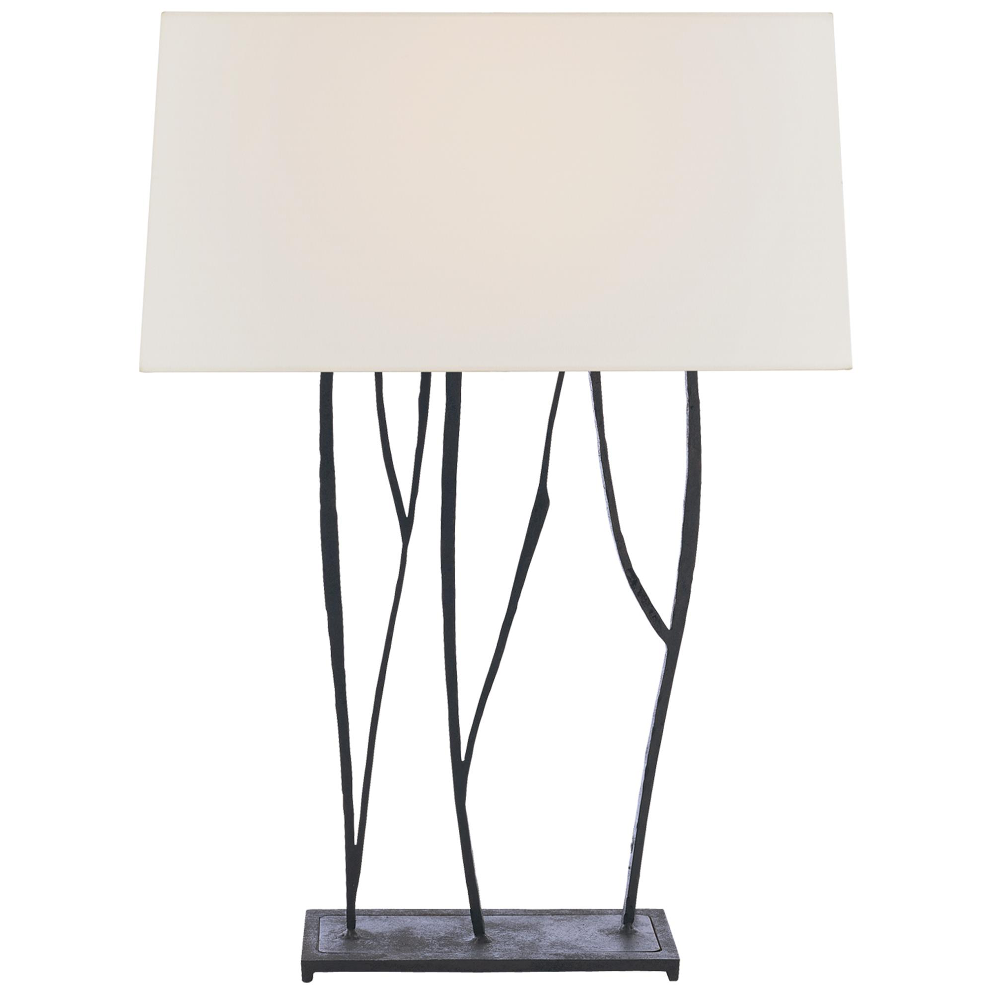 Shown in Blackened Rust finish and Linen Rectangle shade