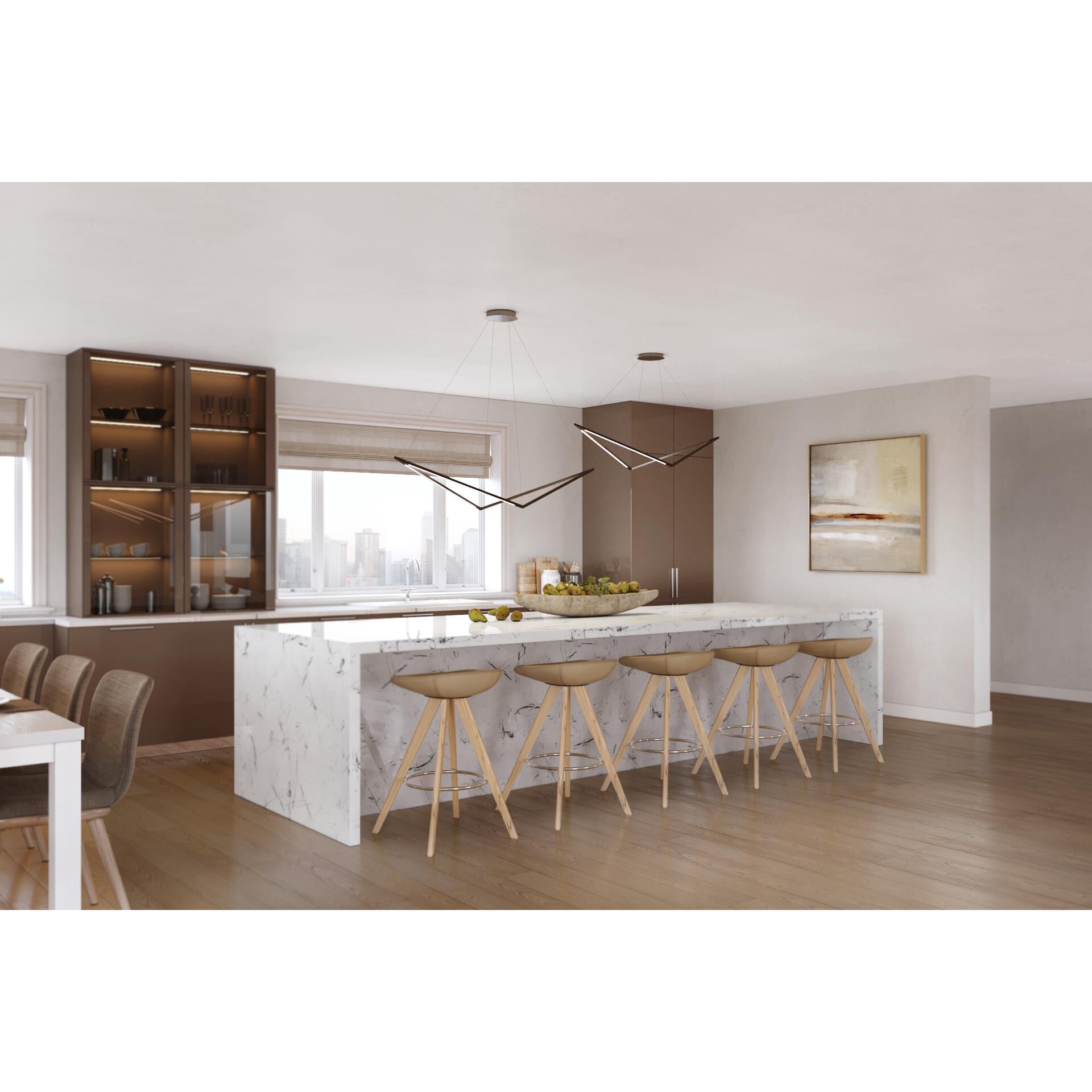 Kenneth Ng, Edmund Ng Z-Bar Pendant 34 Inch LED Large Pendant by Koncept