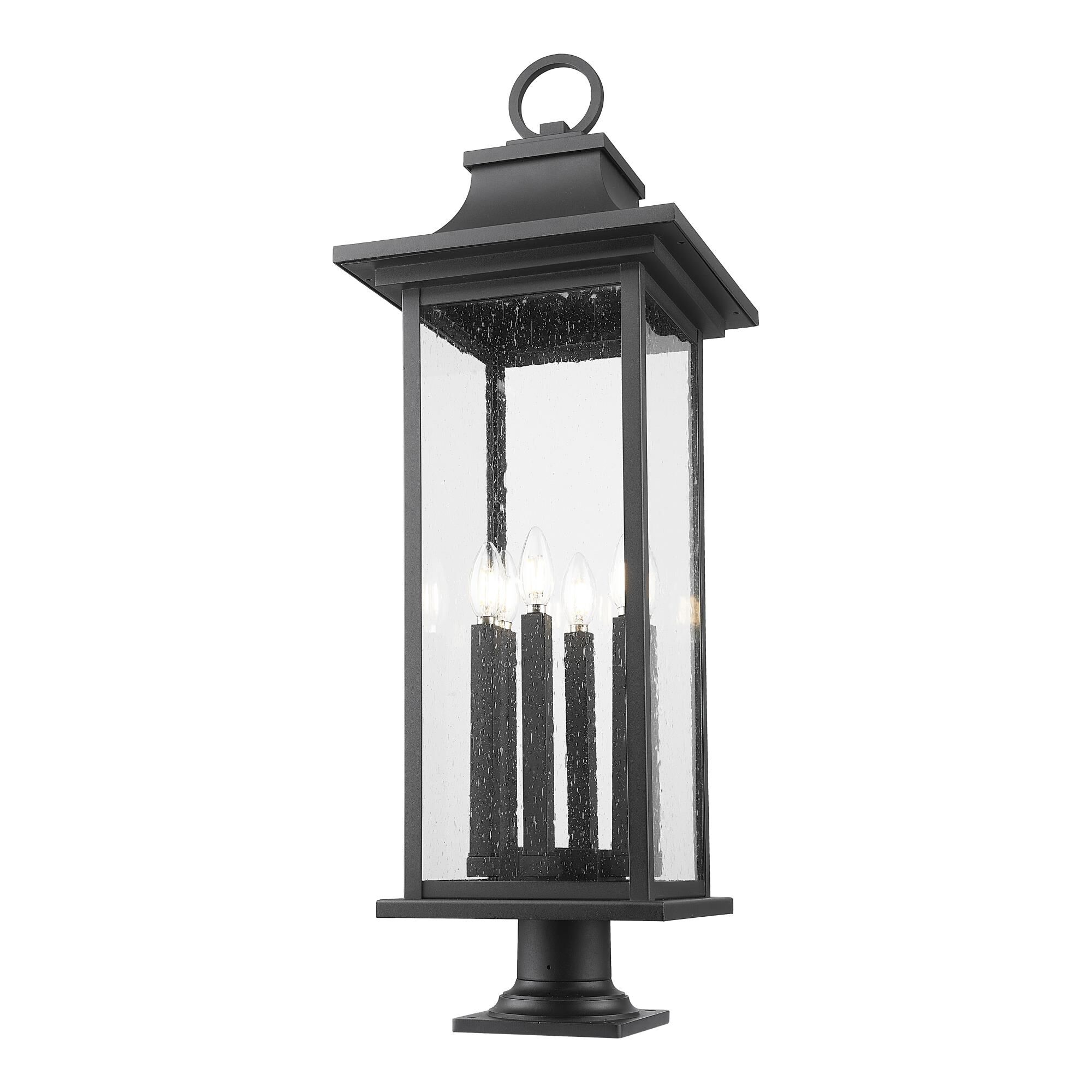 Shown in Black finish and Clear Seedy glass and Clear Seedy shade