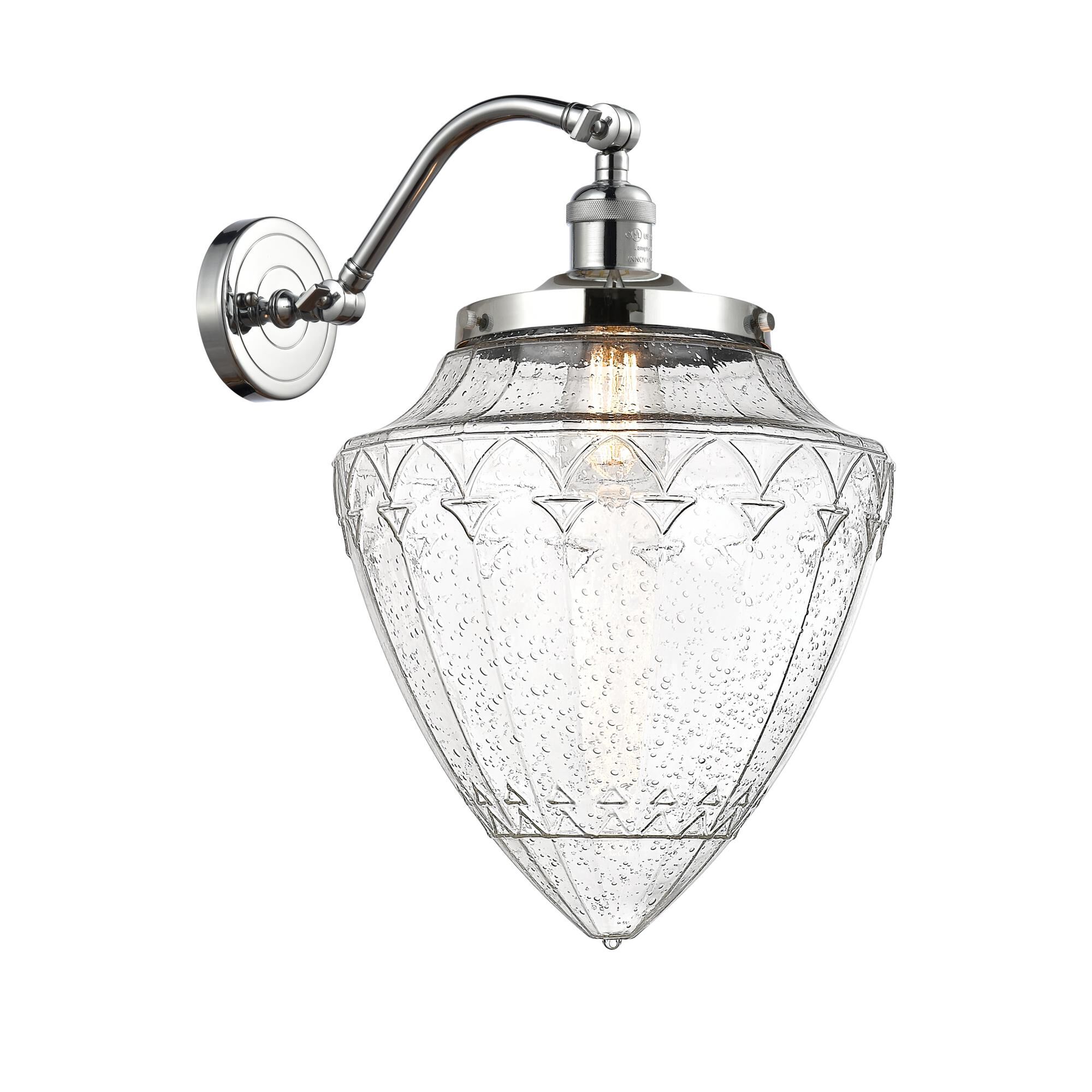 Shown in Polished Chrome finish and Seedy glass