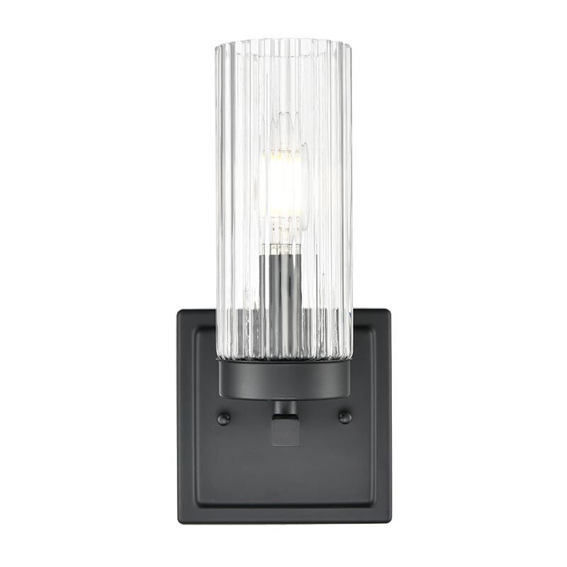 Shown in Matte Black finish and Clear Reeded glass