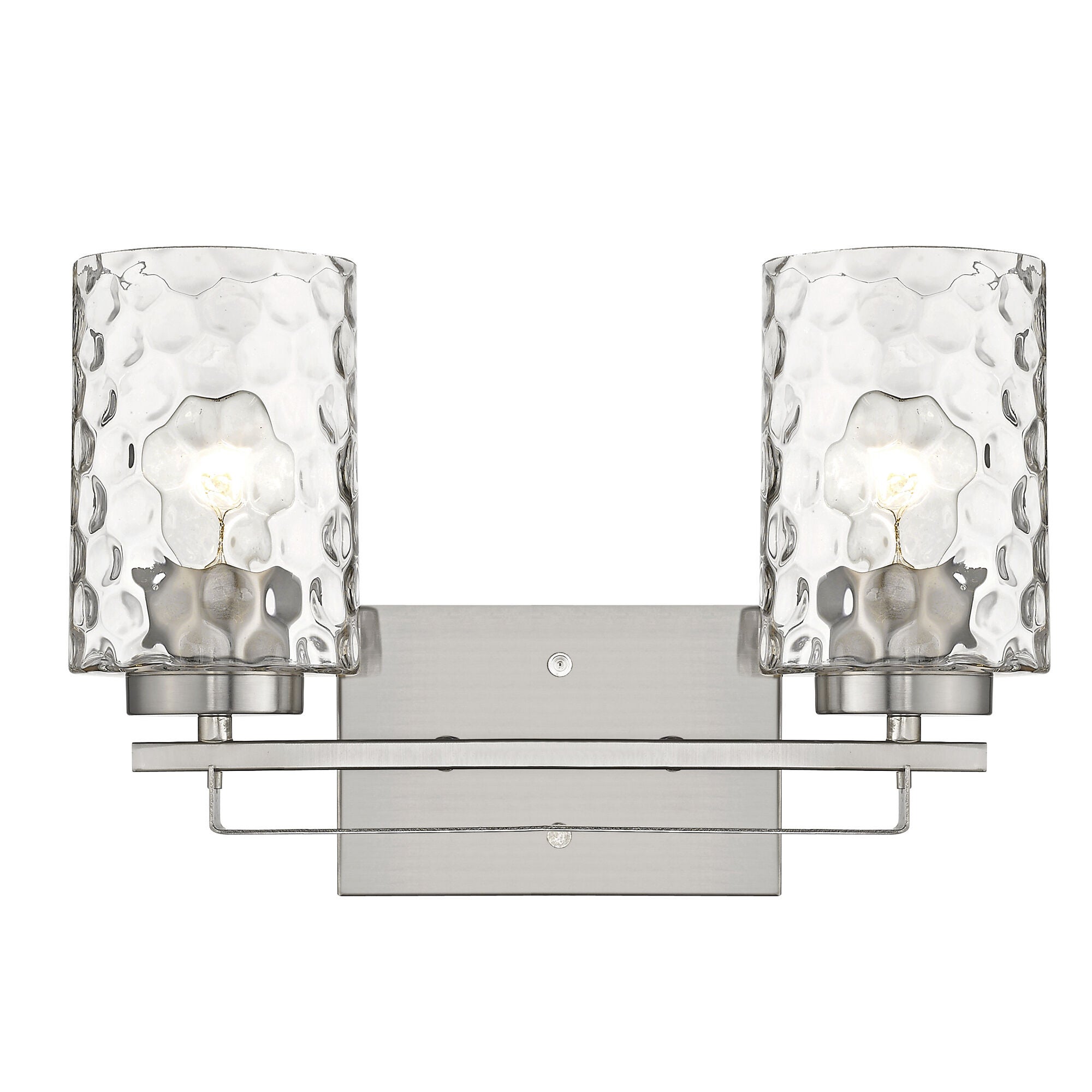 Shown in Satin Nickel finish and Clear glass and Clear, Optic Cylindrical Glass shade