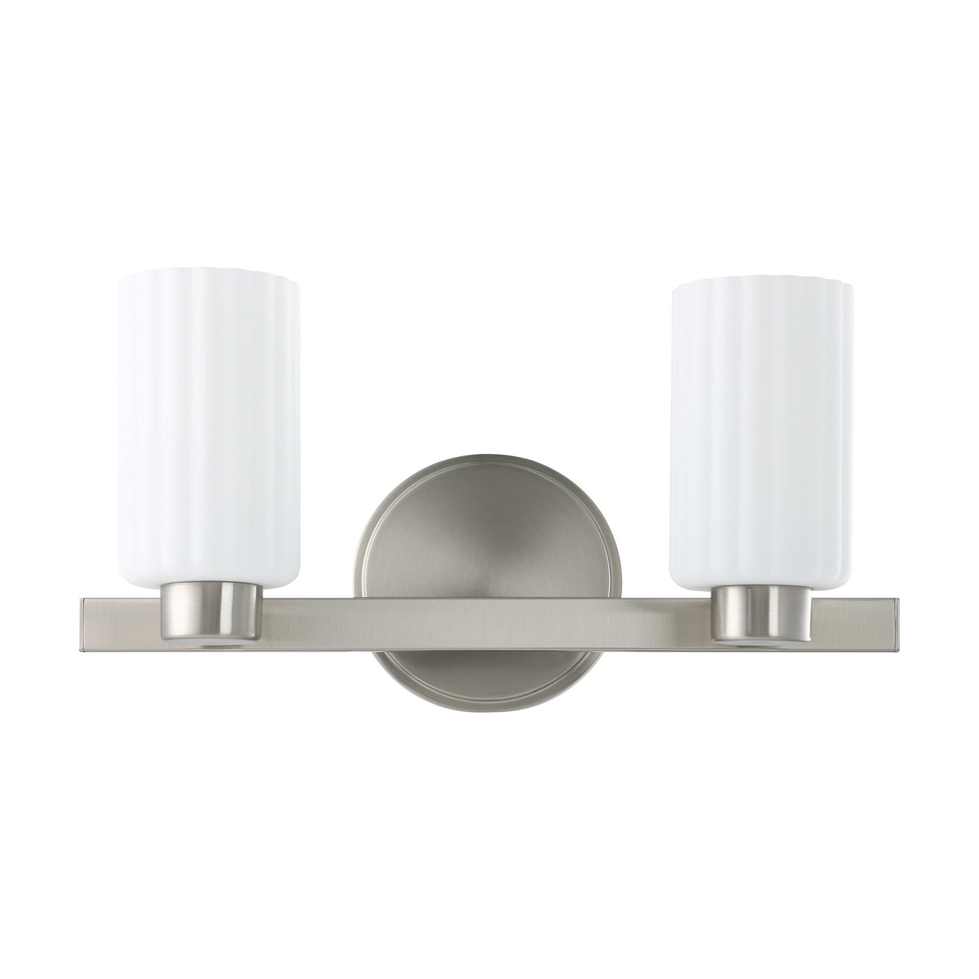 Shown in Brushed Nickel finish and Etched Opal Ribbed glass