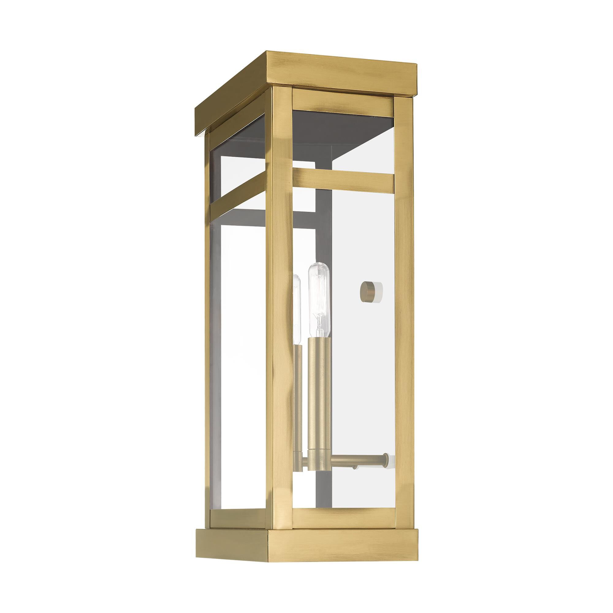 Shown in Antique Brass finish and Clear glass