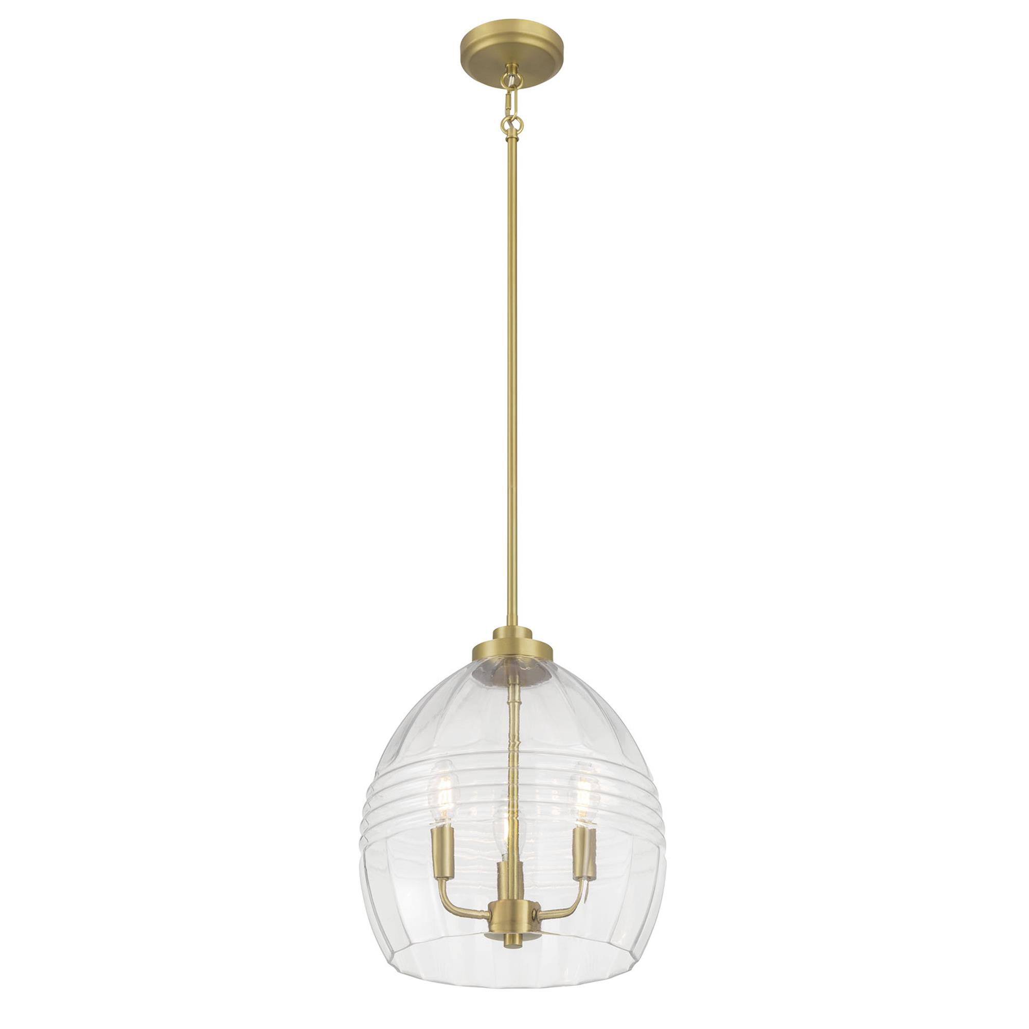 Shown in Vintage Brass finish and Clear glass