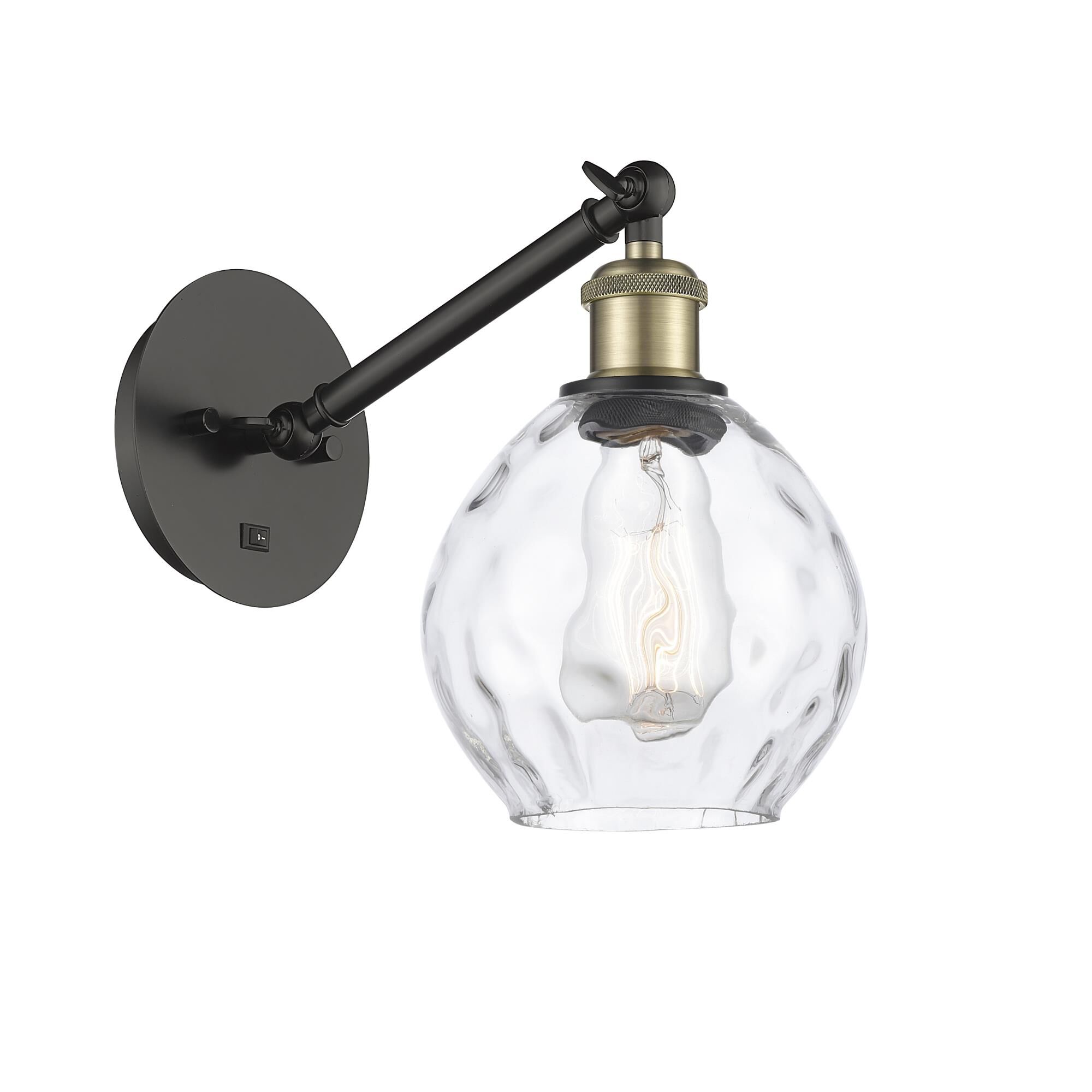 Shown in Black Antique Brass finish and Clear Small Waverly glass