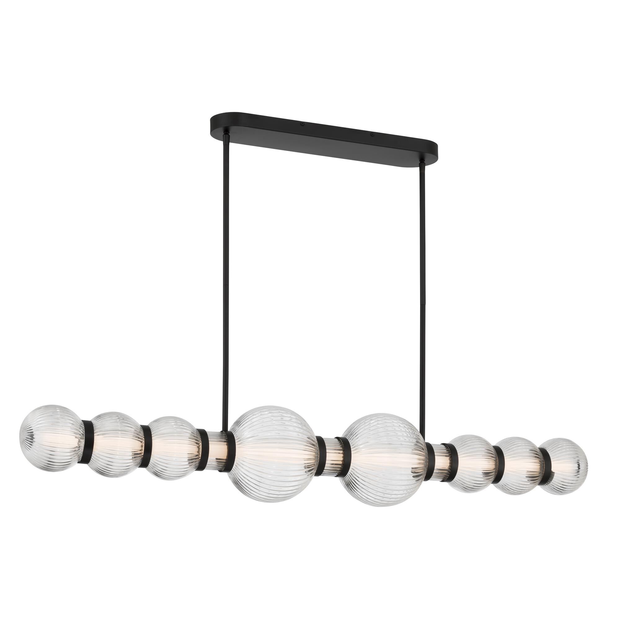 Shown in Dark Matte Black finish and Clear Ribbed glass