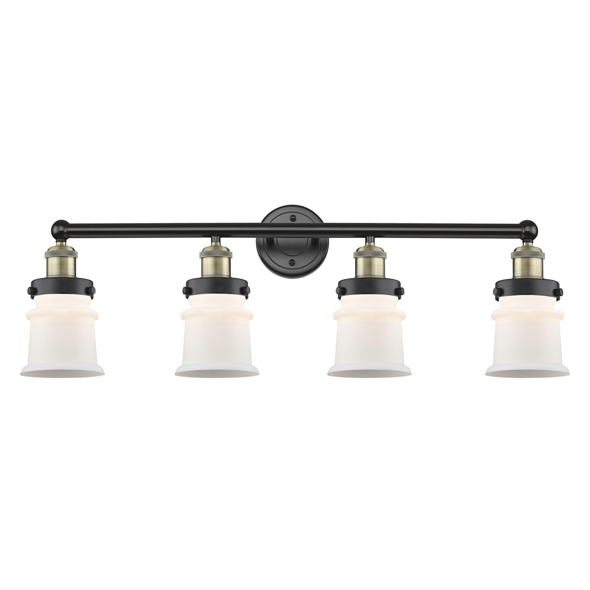 Shown in Black Antique Brass finish and Matte White glass