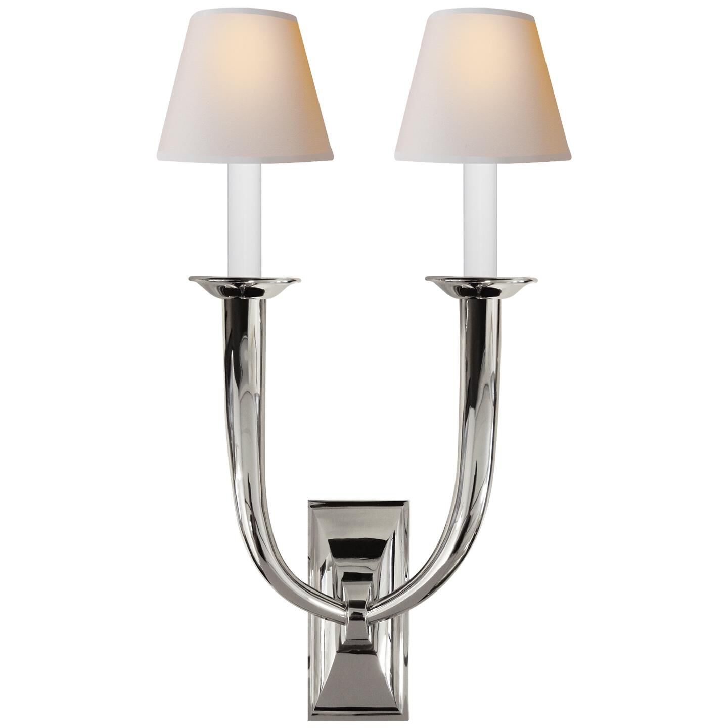 Shown in Polished Nickel finish and Natural Paper shade