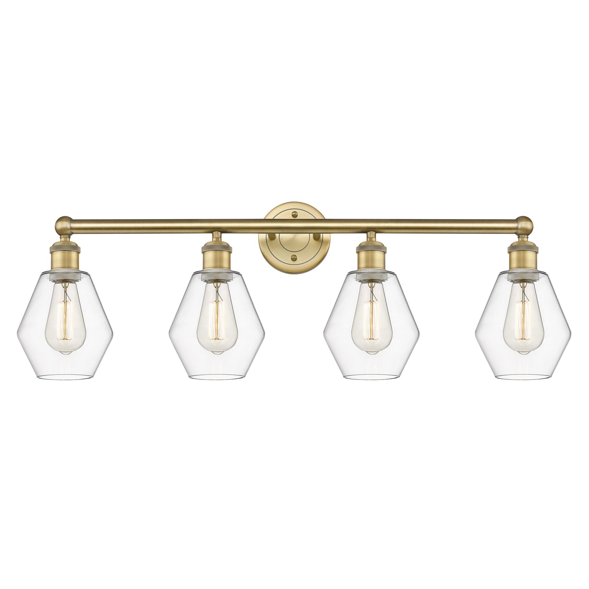 Shown in Brushed Brass finish and Clear glass