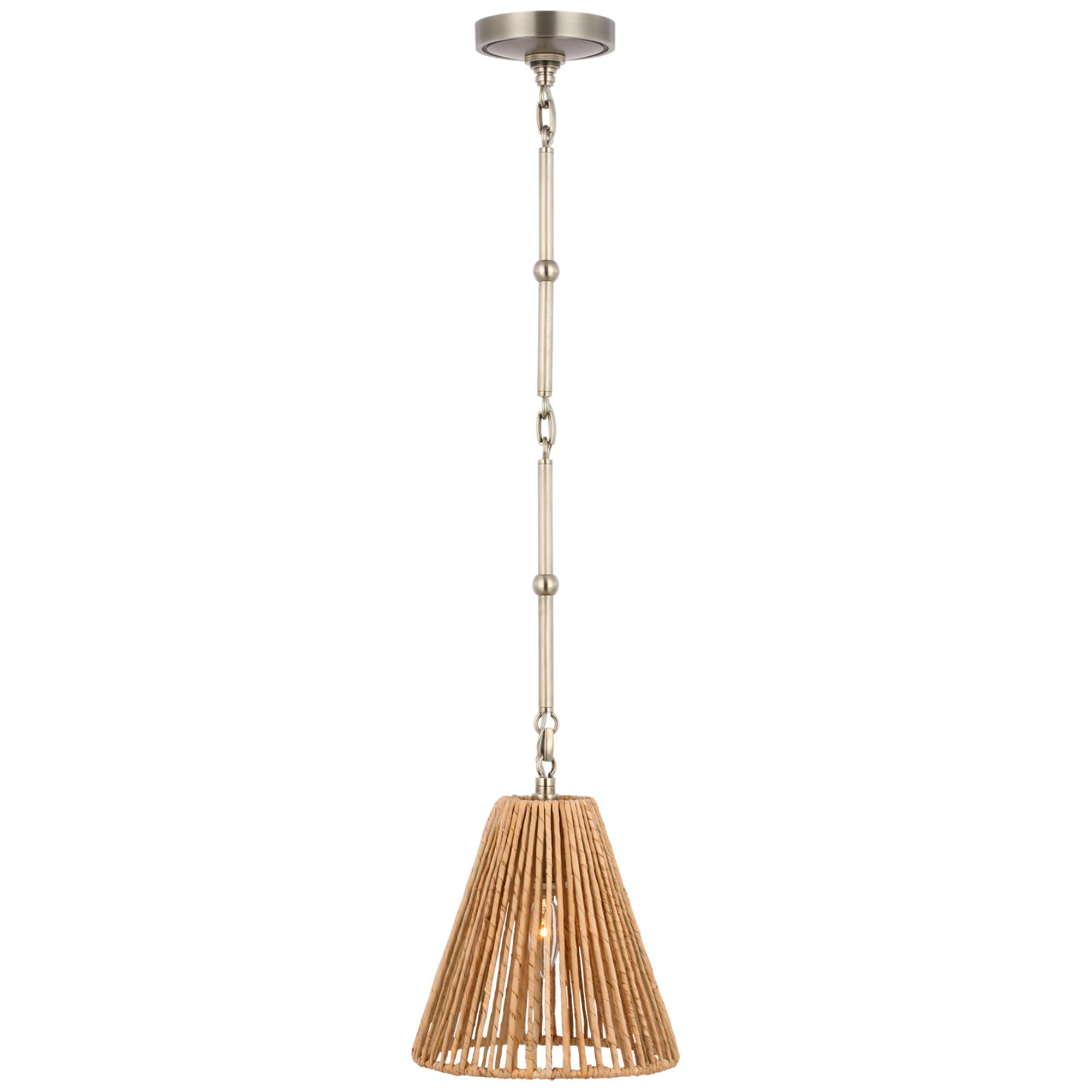 Shown in Antique Nickel finish and Natural Abaca shade