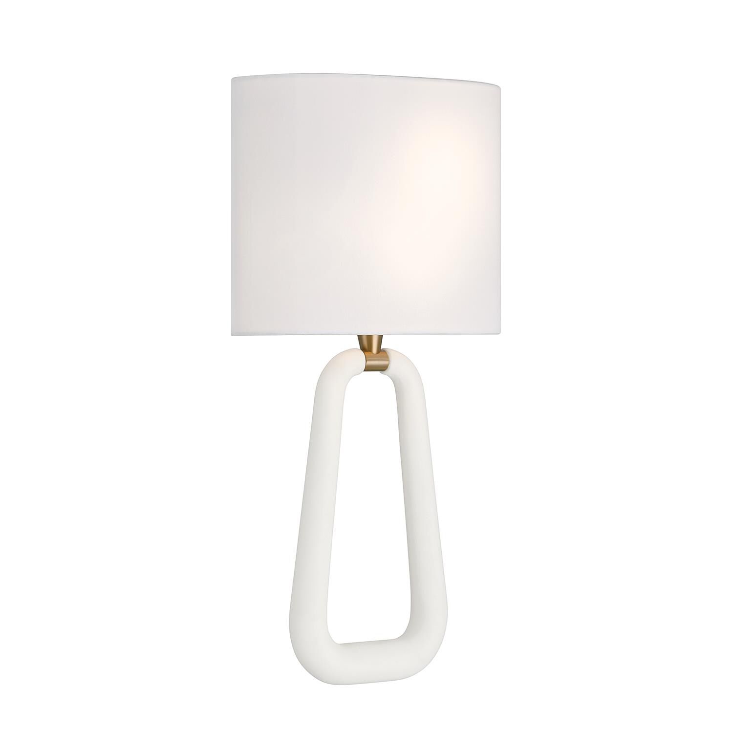 Shown in Aged Brass and Matte White finish and Silk shade