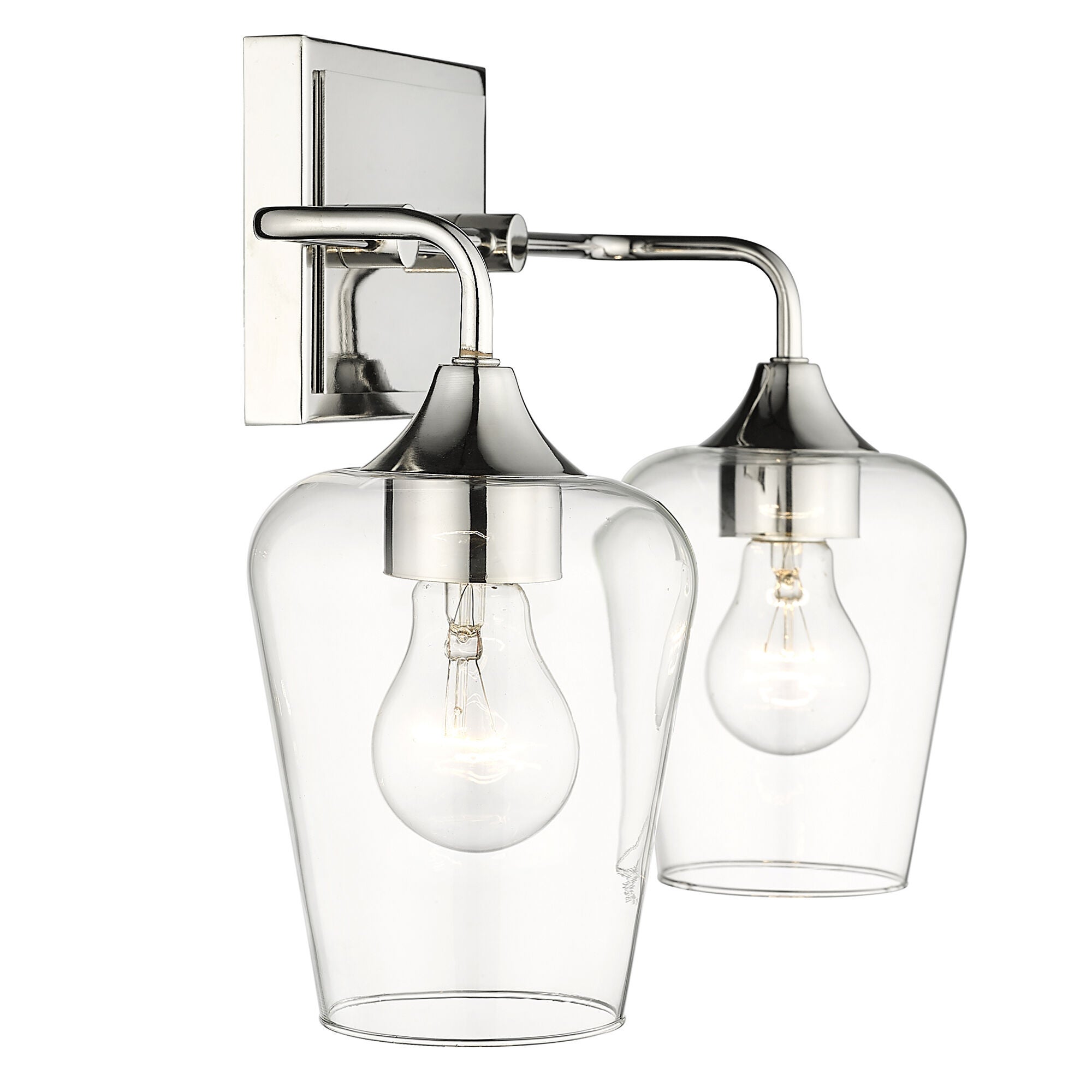 Shown in Polished Nickel finish and Clear Glass shade