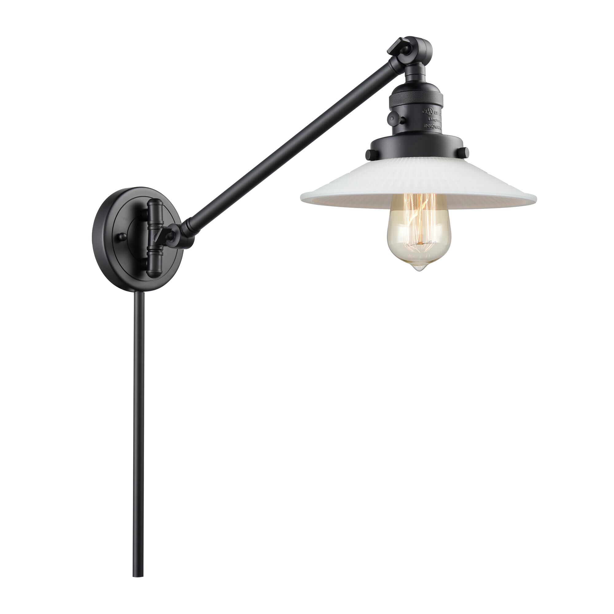 Shown in Matte Black finish and Matte White Halophane - Cone glass