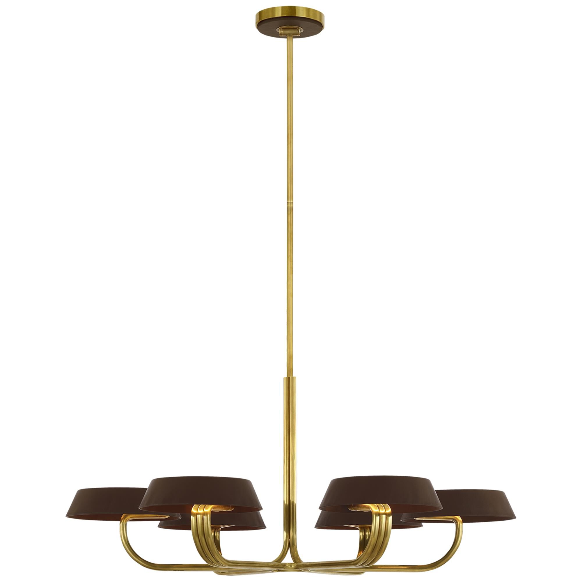 Shown in Natural Brass and Carob Leather finish