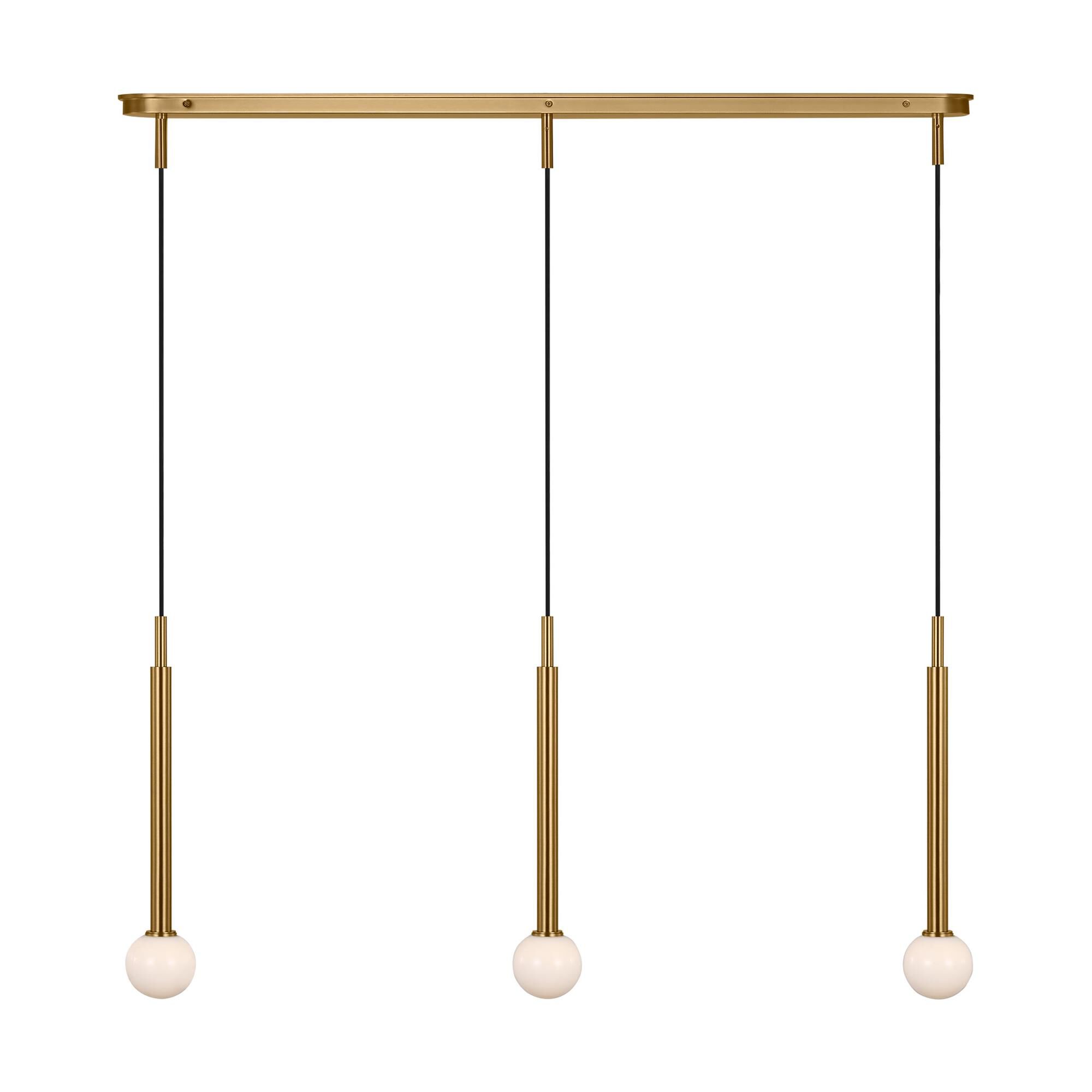 Shown in Burnished Brass finish and Milk glass