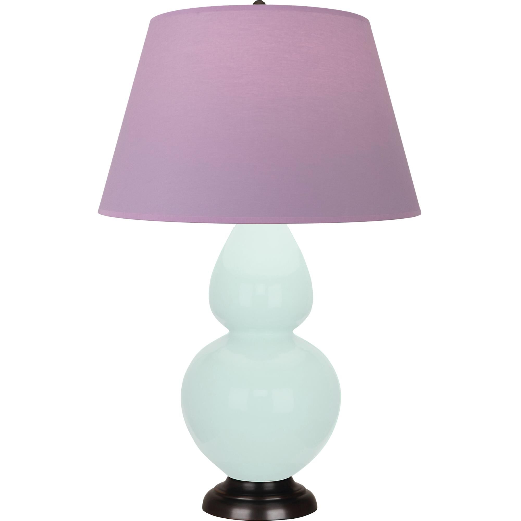 Shown in Mint Glazed finish and Lavender with Plum Lining shade and Deep Patina Bronze accent