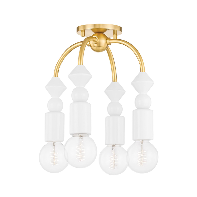 Flora 12 Inch 4 Light Semi Flush Mount by Mitzi