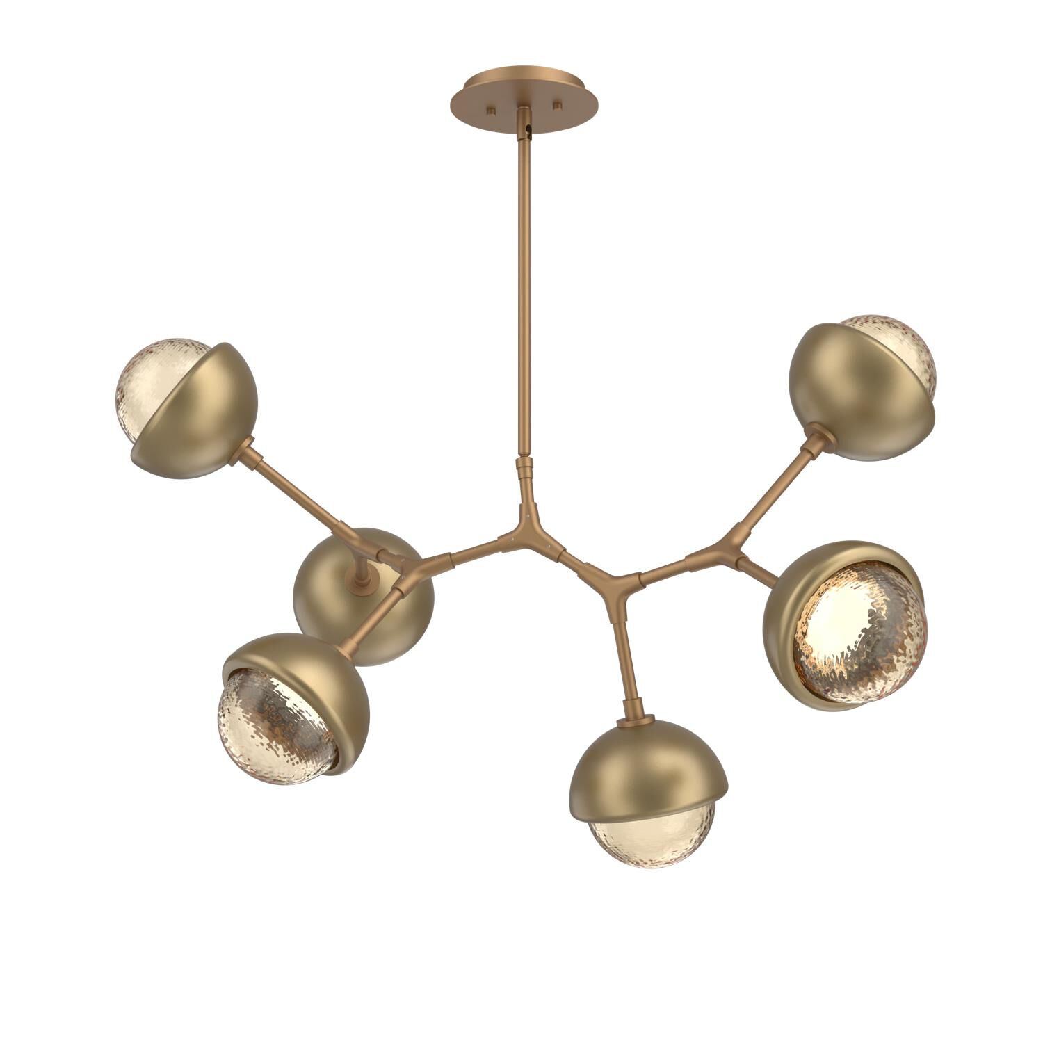 Shown in Novel Brass finish and Amber glass and Gilded Brass accent