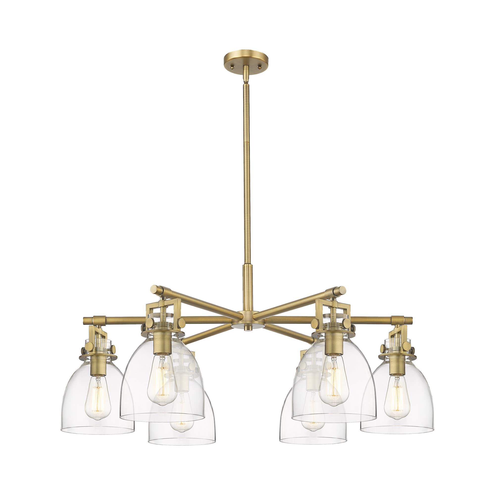 Shown in Brushed Brass finish and Clear shade