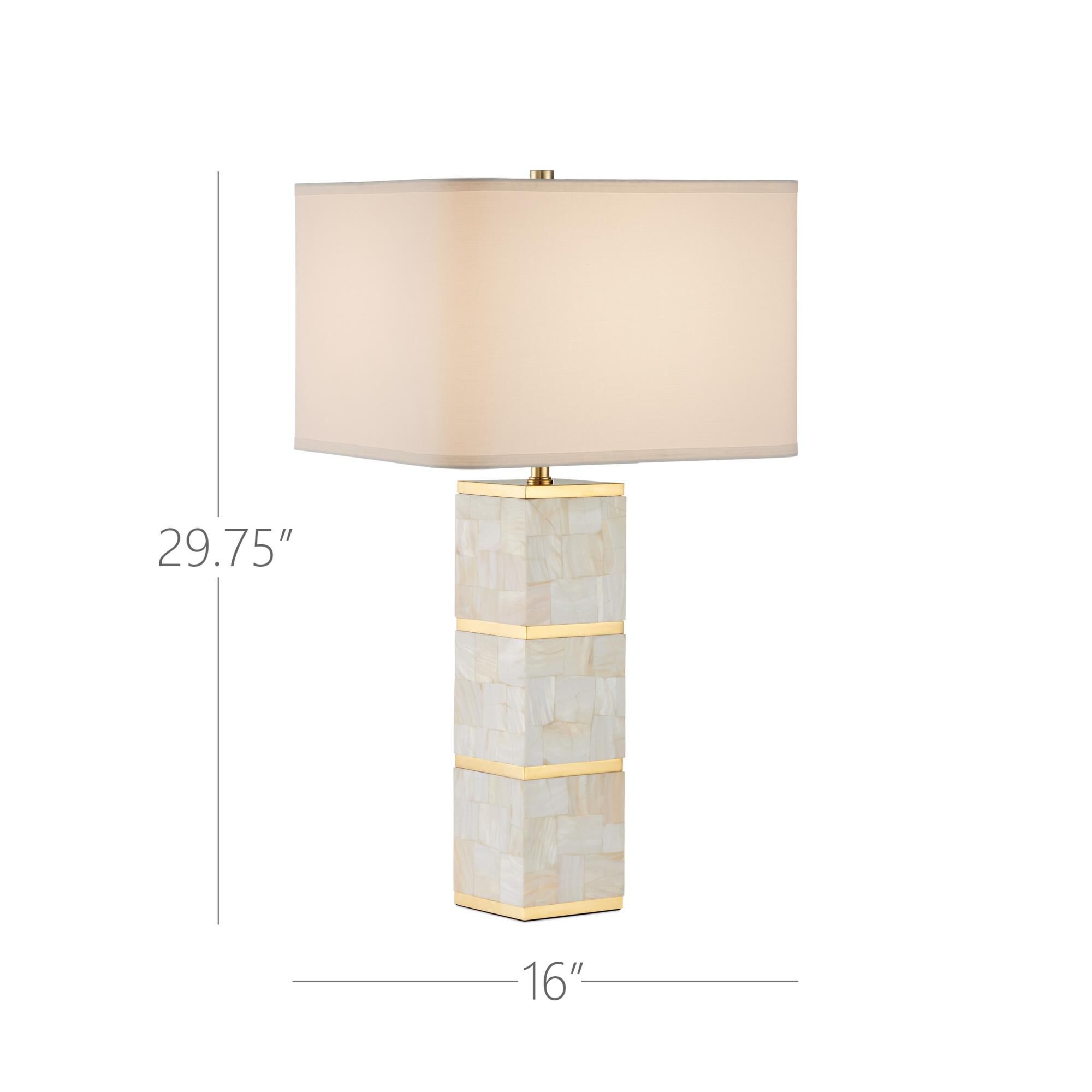 Shown in Natural and Brass finish and White Linen shade