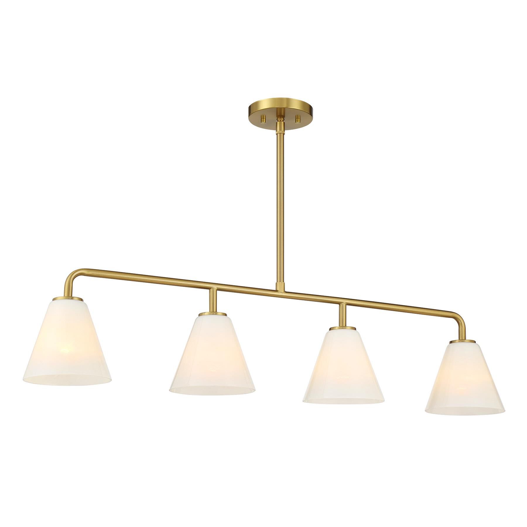 Shown in Warm Brass finish and Strie shade