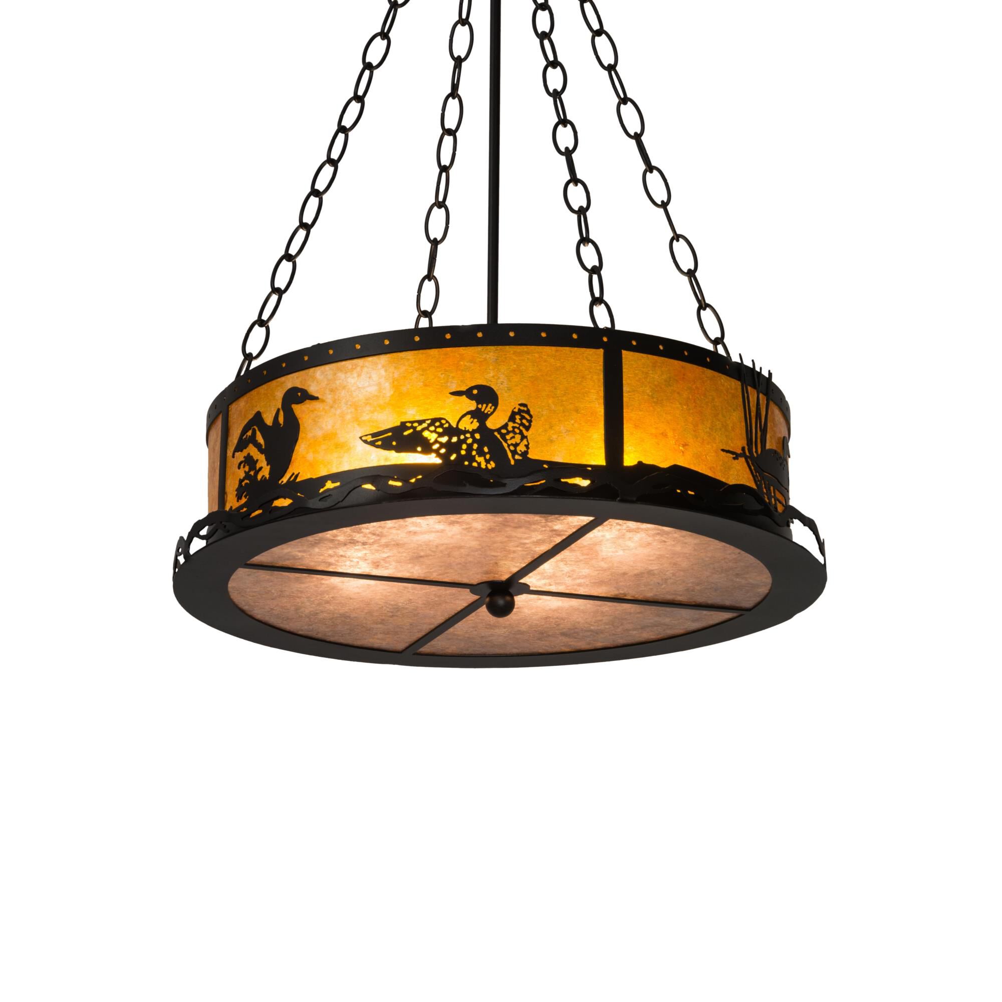 Shown in Black finish and Amber Mica-Silver Mica glass