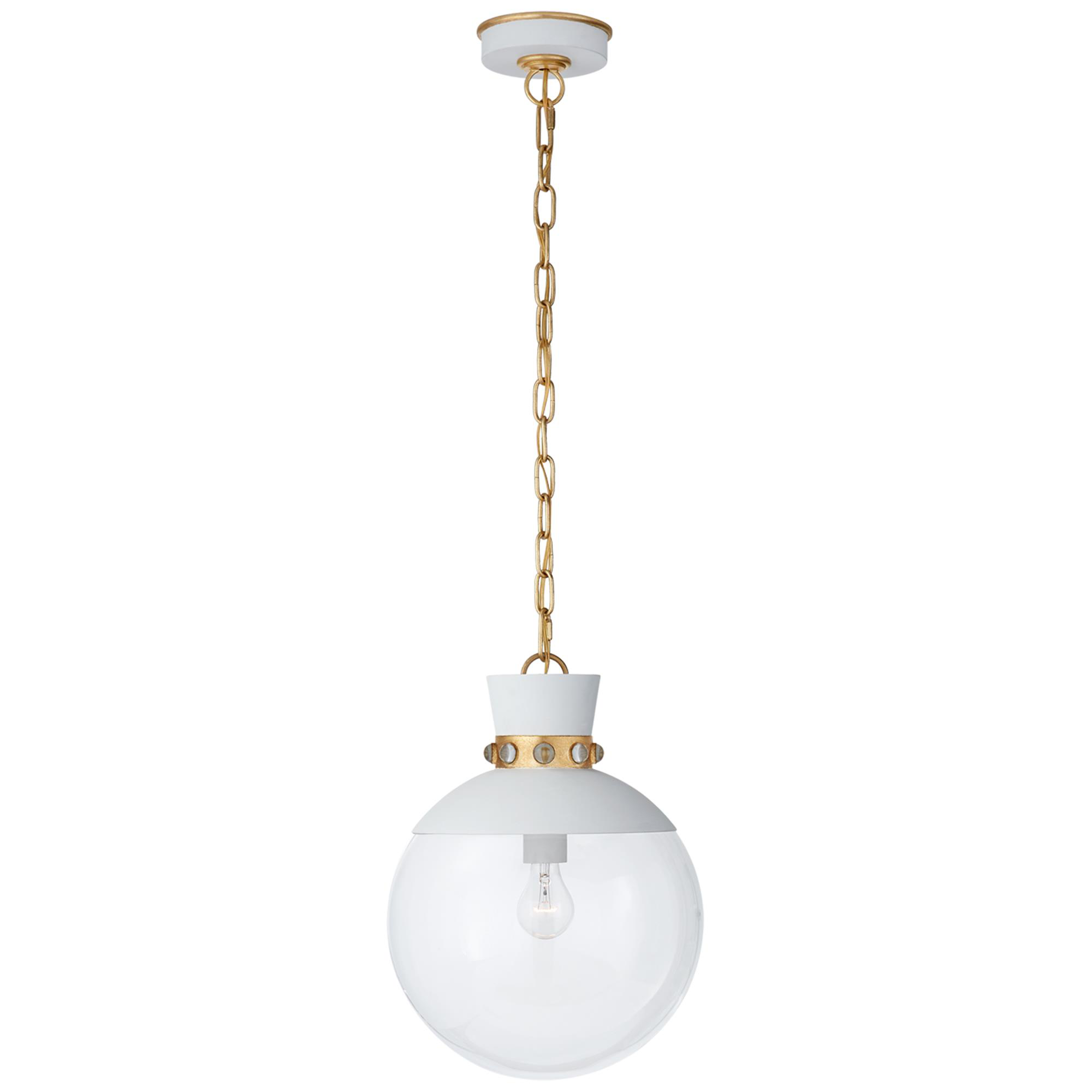 Shown in White With Gild finish and Clear glass