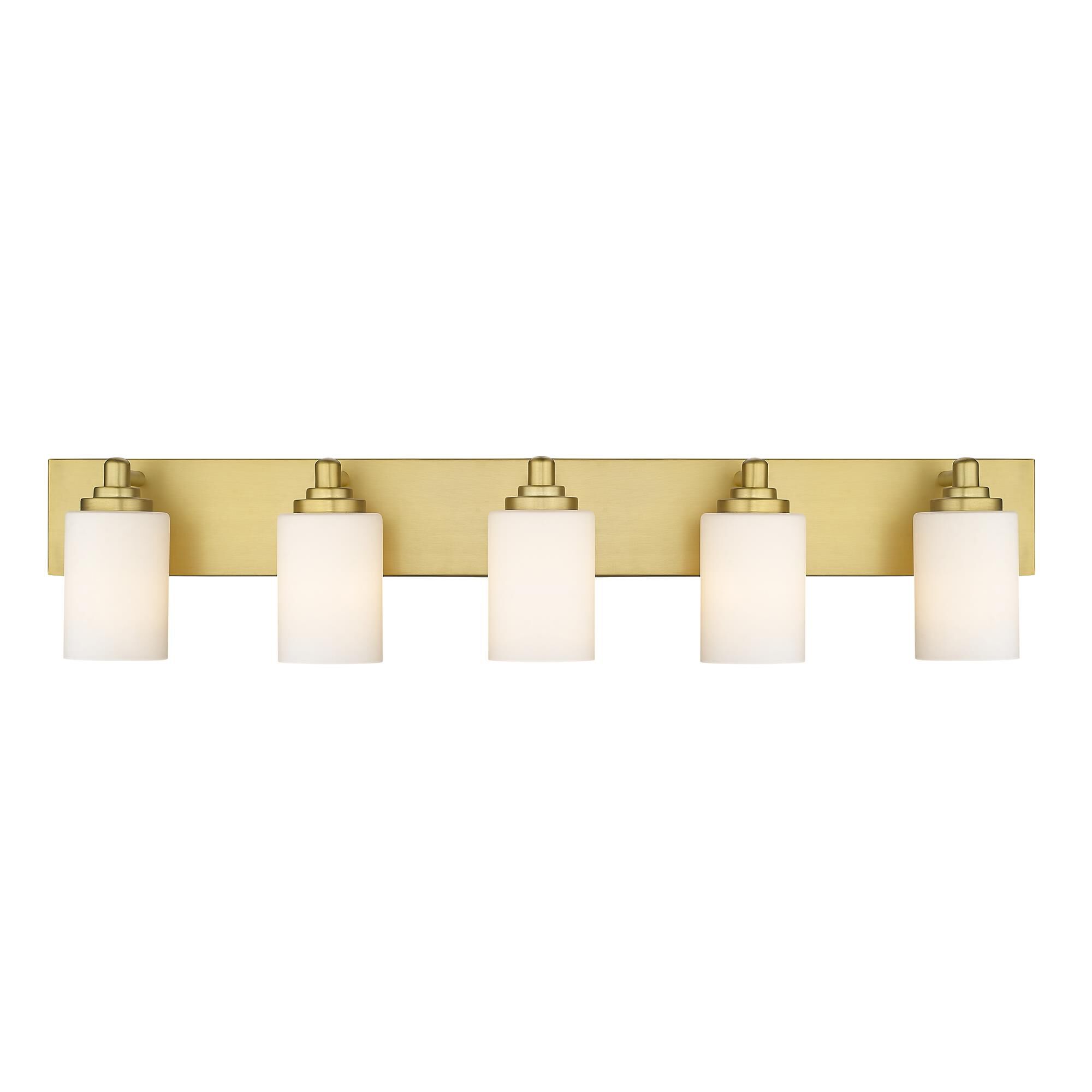 Shown in Brushed Gold finish and White glass