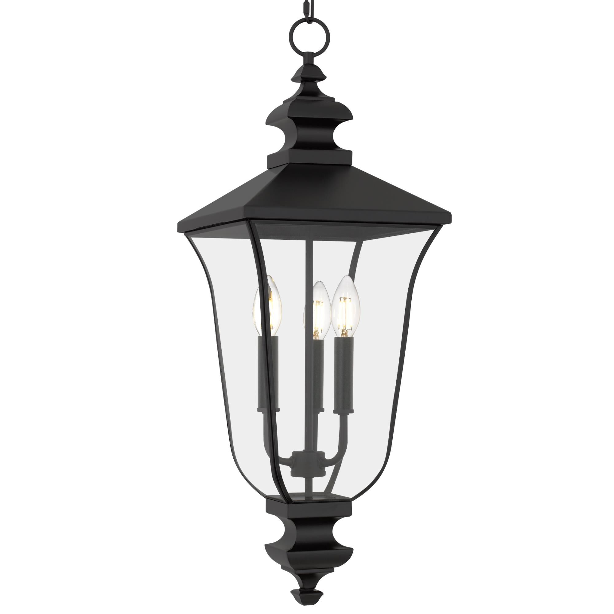 Shown in Matte Black finish and Clear  Glass shade