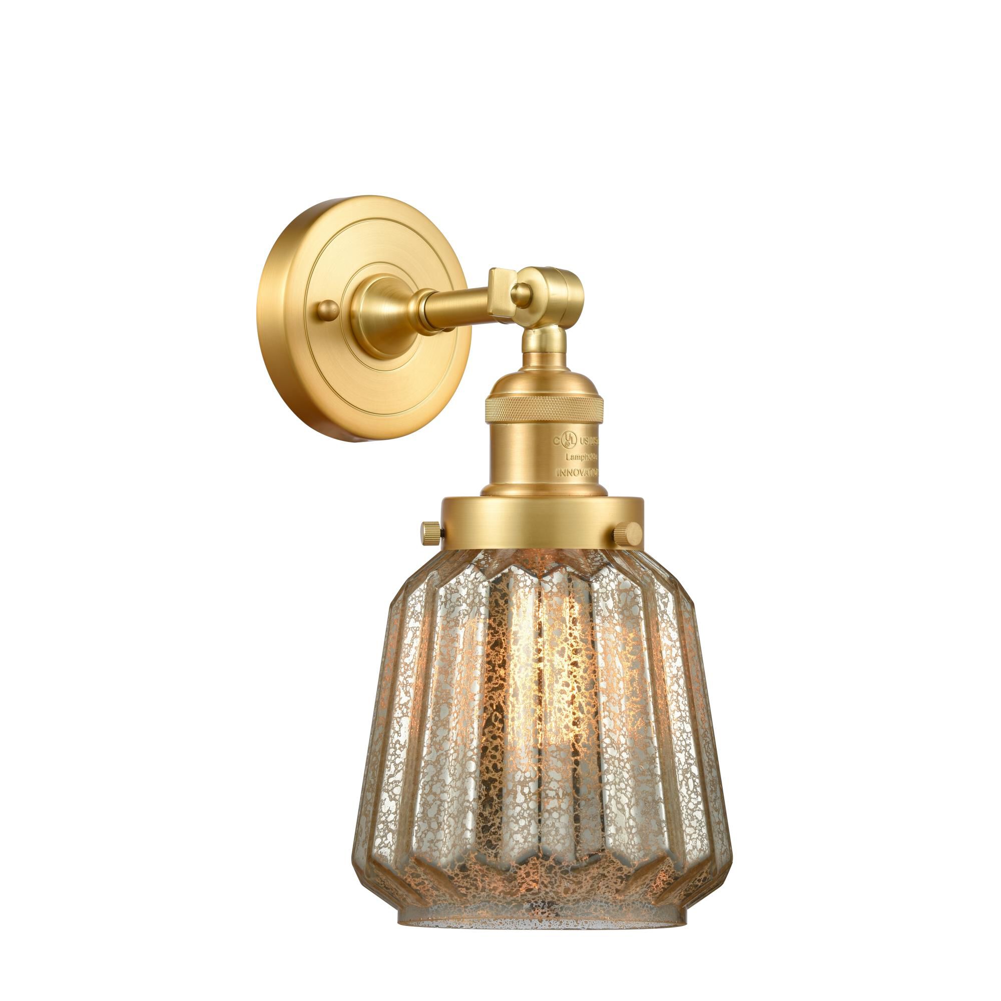 Shown in Satin Gold finish and Mercury Plated Chatham glass