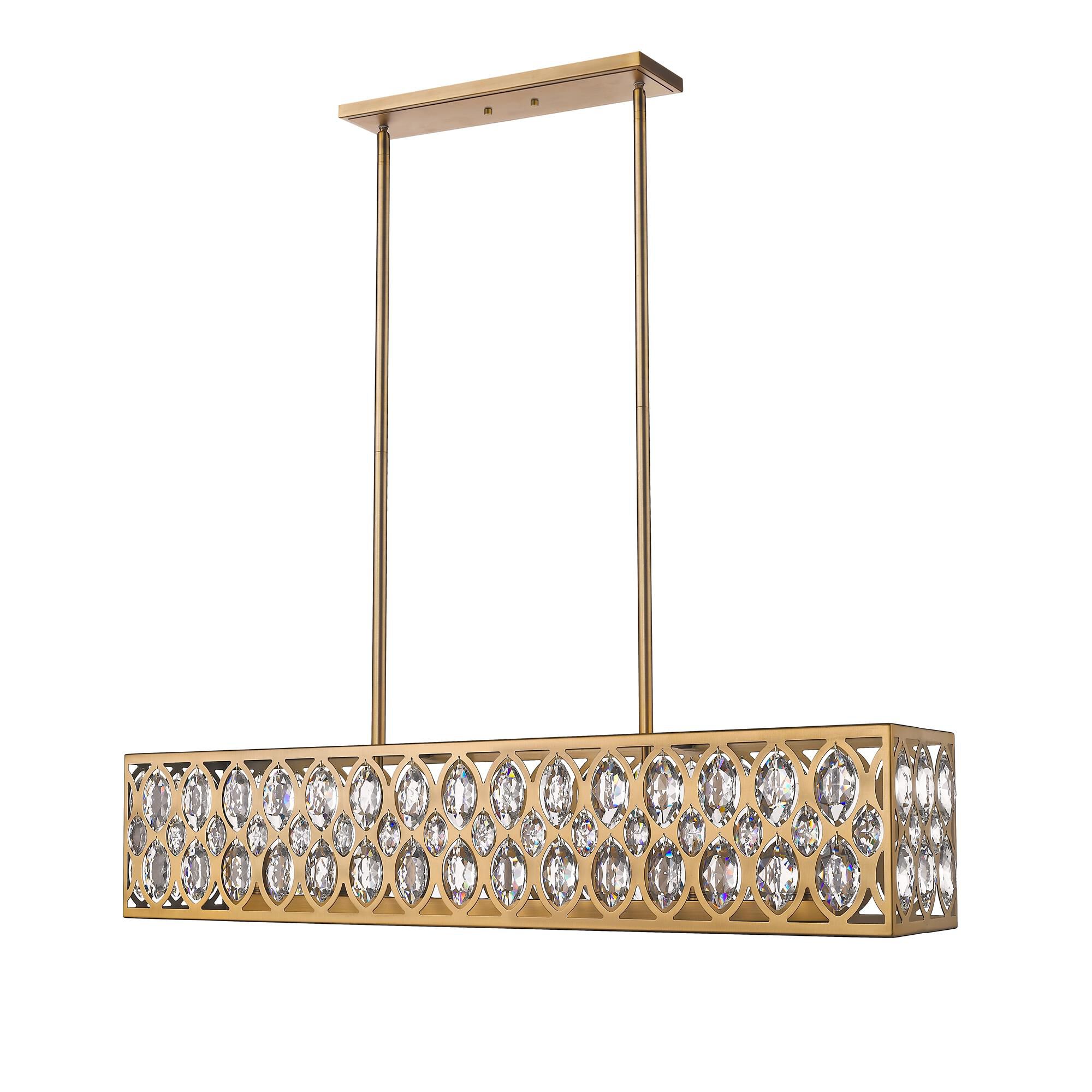 Shown in Heirloom Brass finish and Crystal glass and Crystal shade