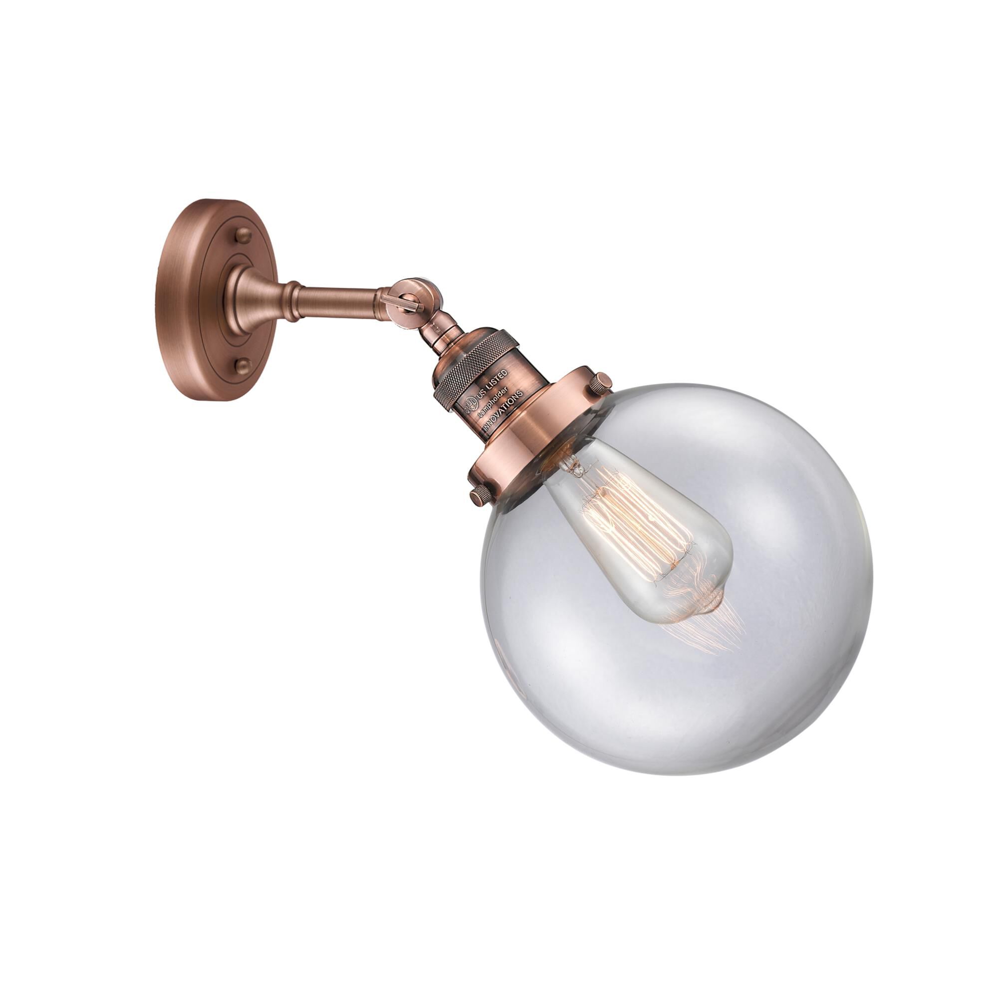 Shown in Antique Copper finish and Clear glass and No Accent accent