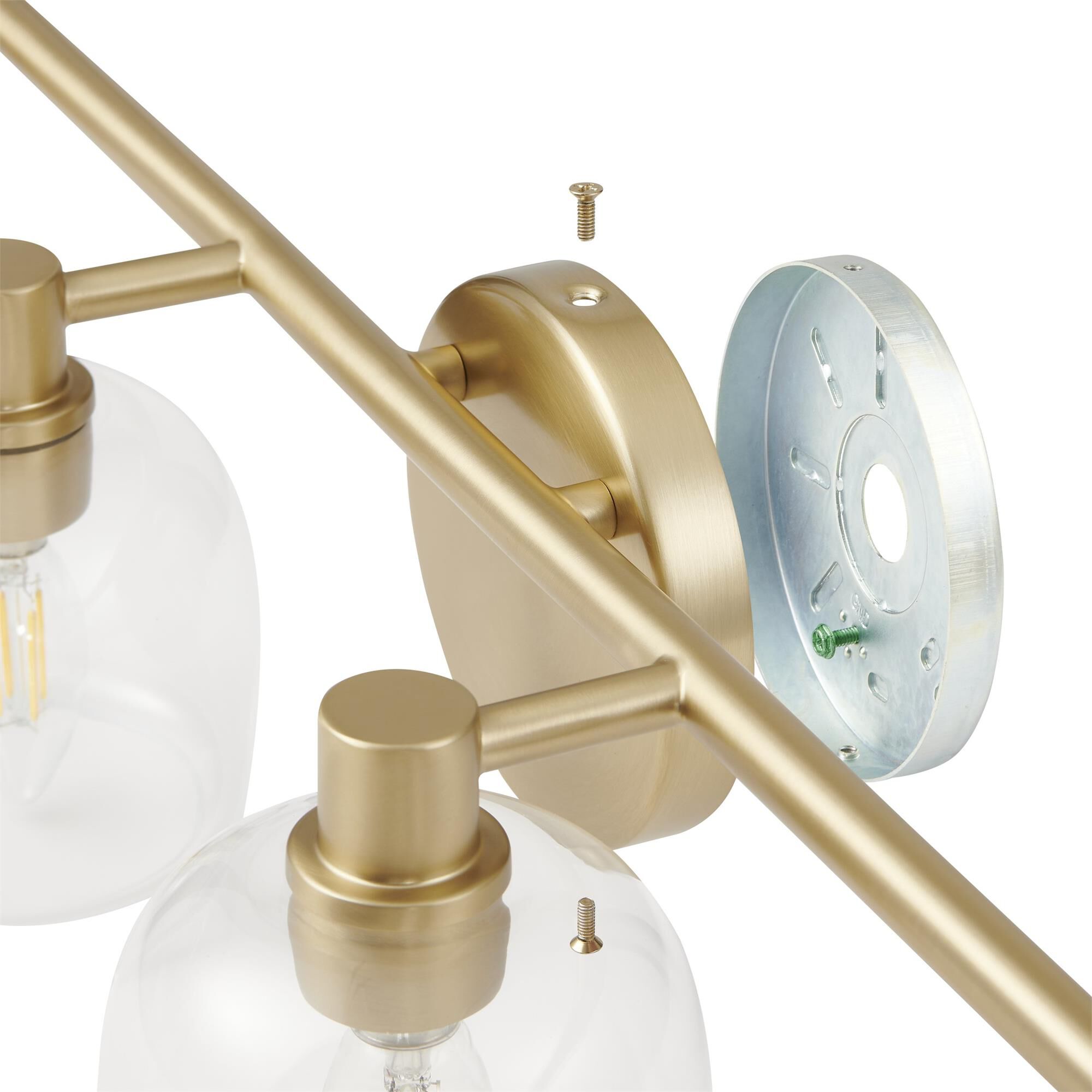 Shown in Champagne Gold finish and Clear glass