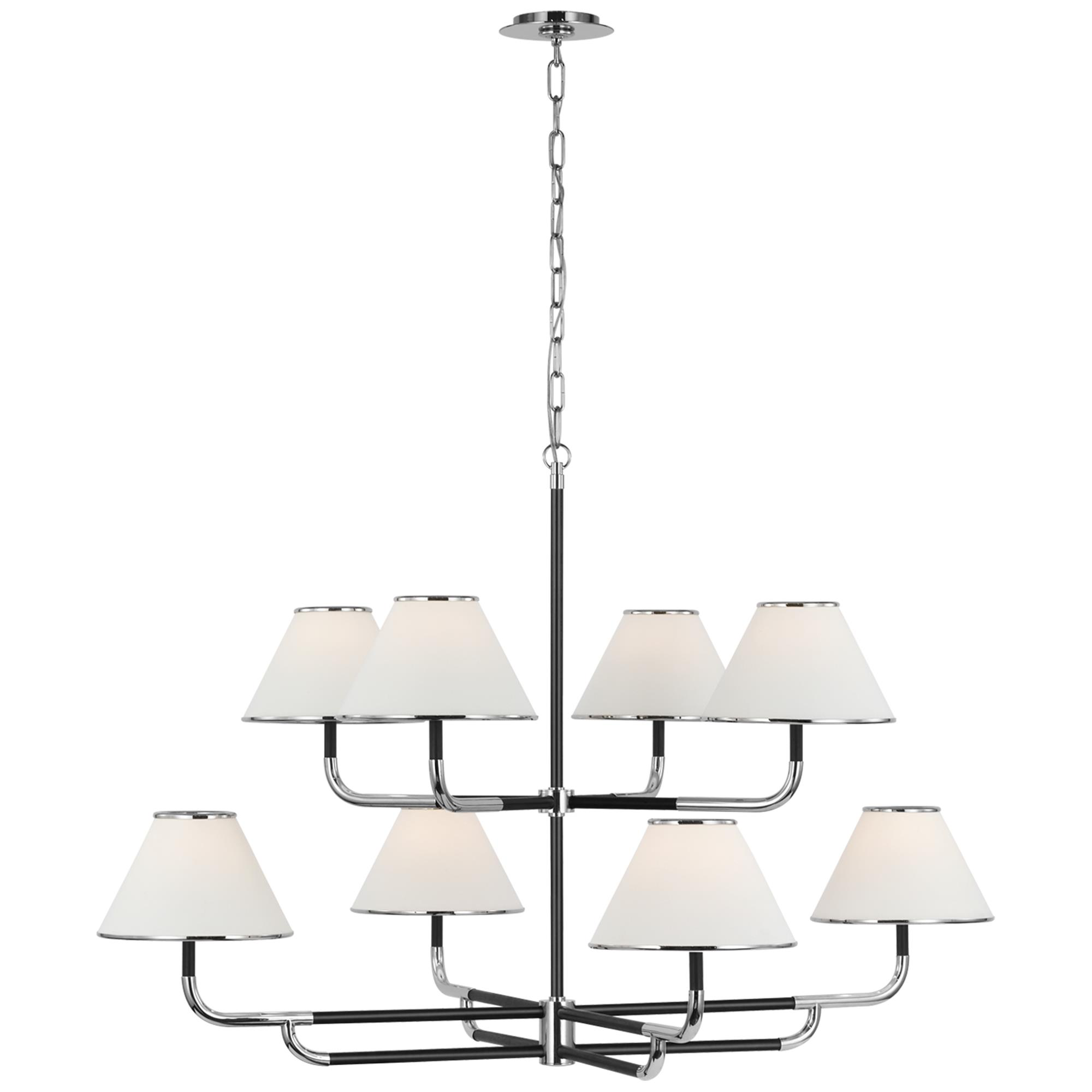 Shown in Polished Nickel and Ebony finish and Linen shade