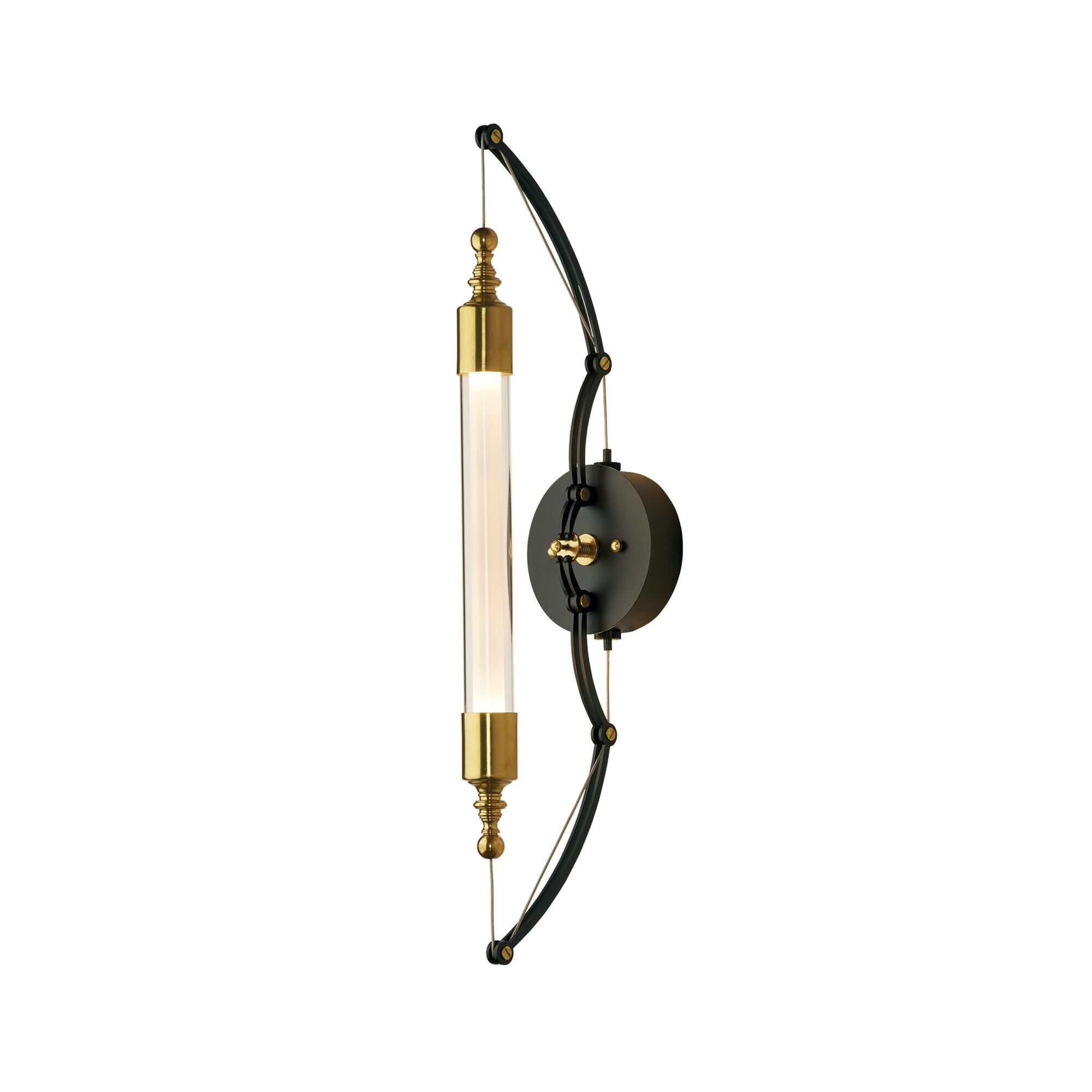 Shown in Brass with Black finish and Clear  With Fros glass