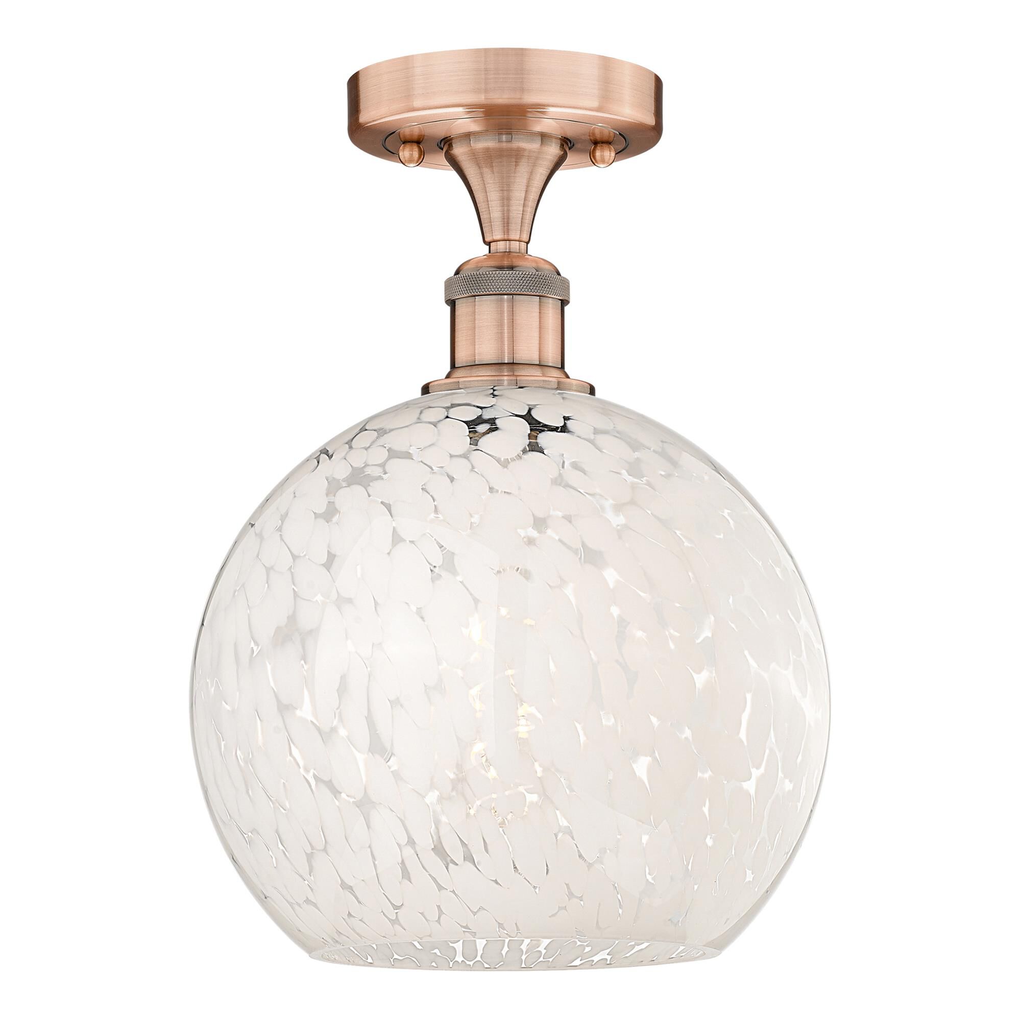 Shown in Antique Copper finish and White Mouchette glass