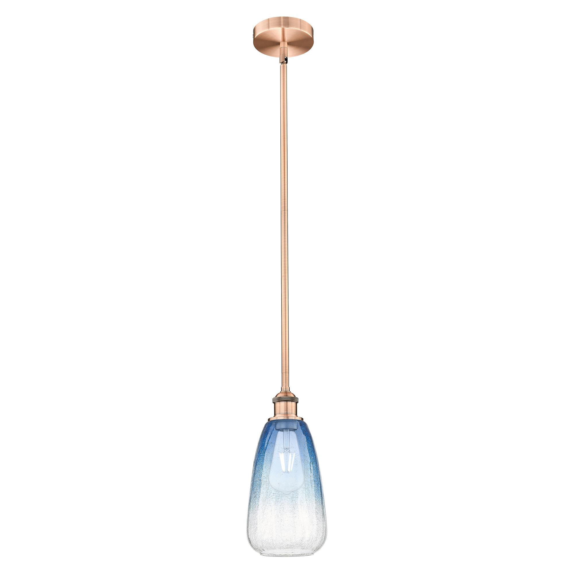Shown in Antique Copper finish and Sapphire Blue glass