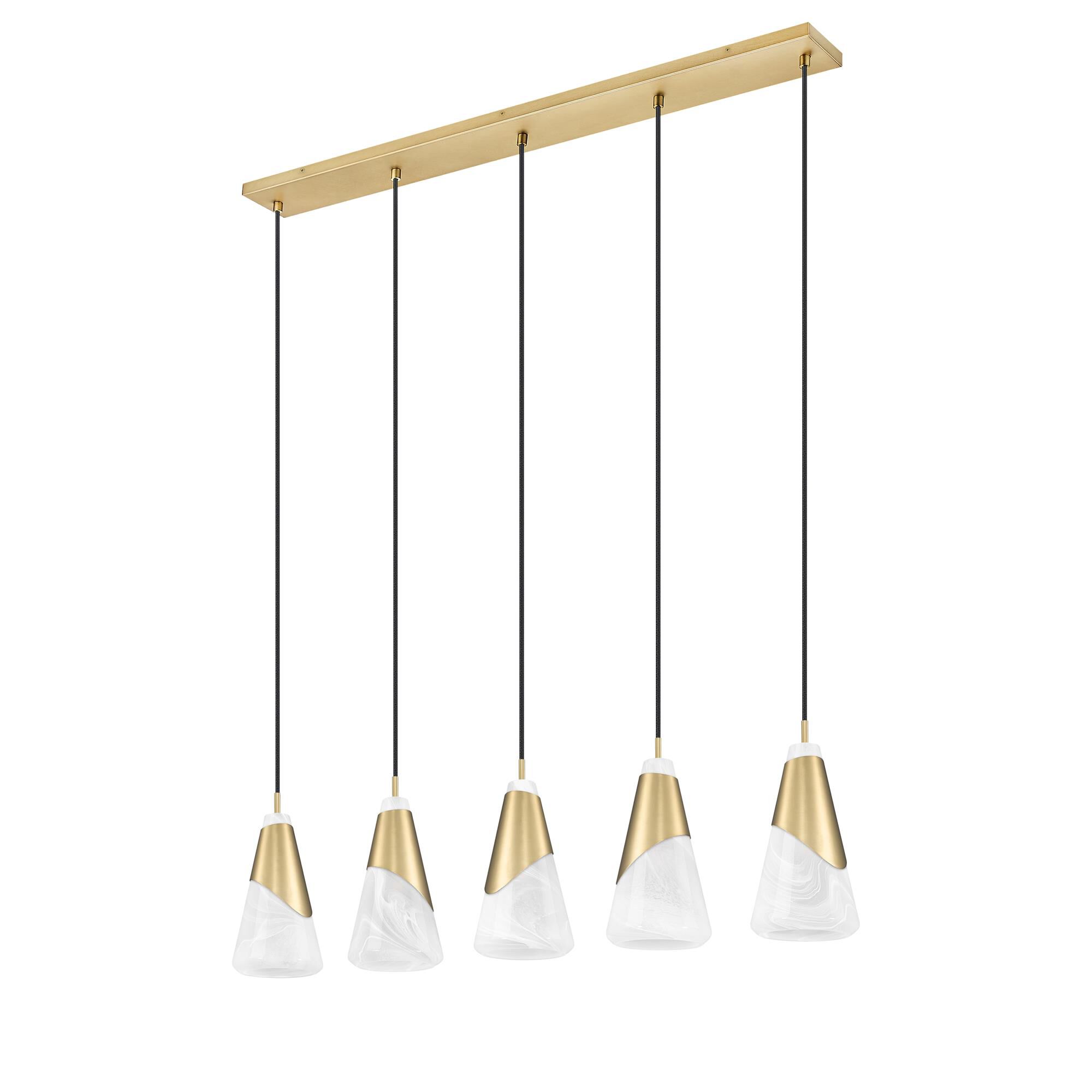 Shown in Modern Gold finish and White Swirl glass and White Swirl shade