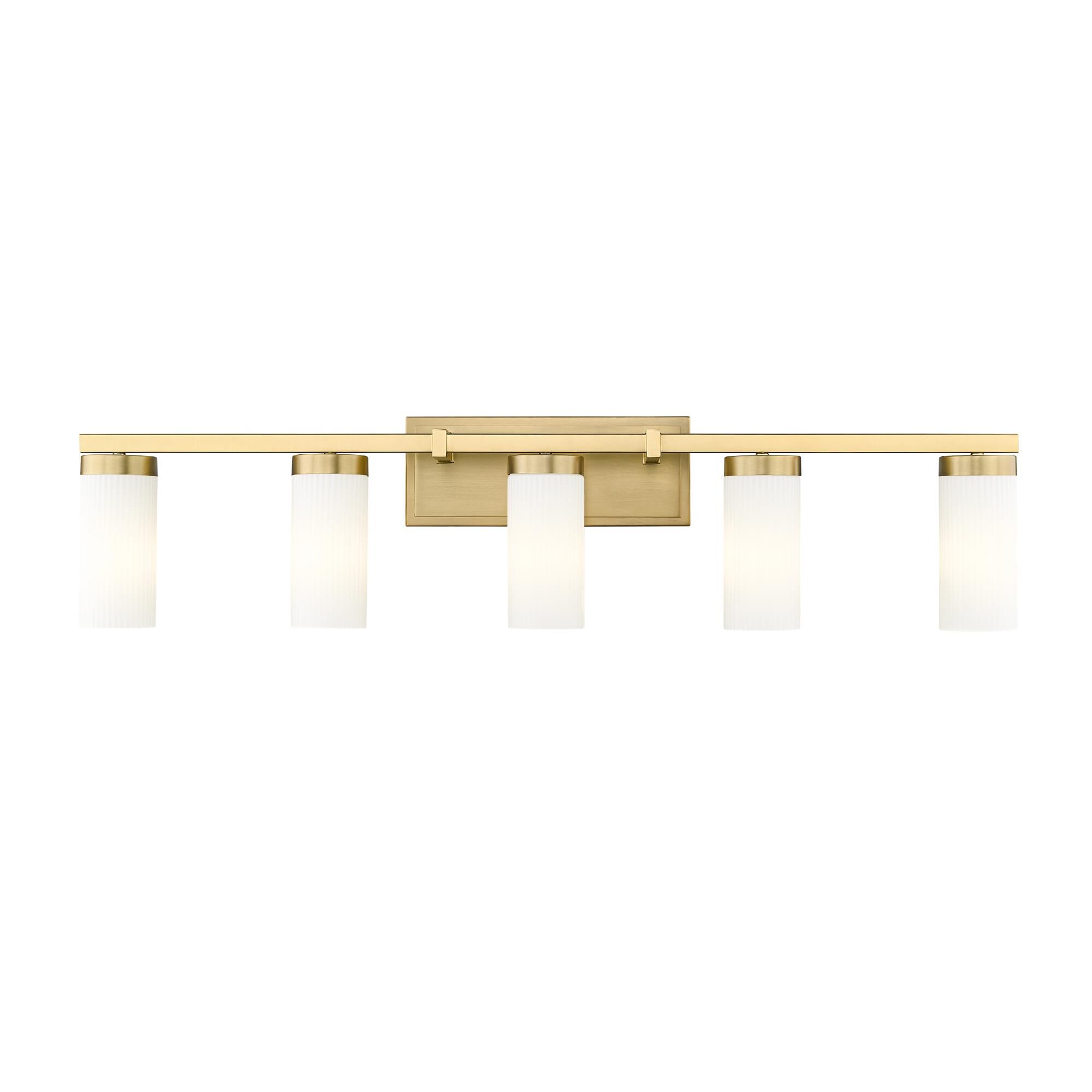 Shown in Modern Gold finish and White glass
