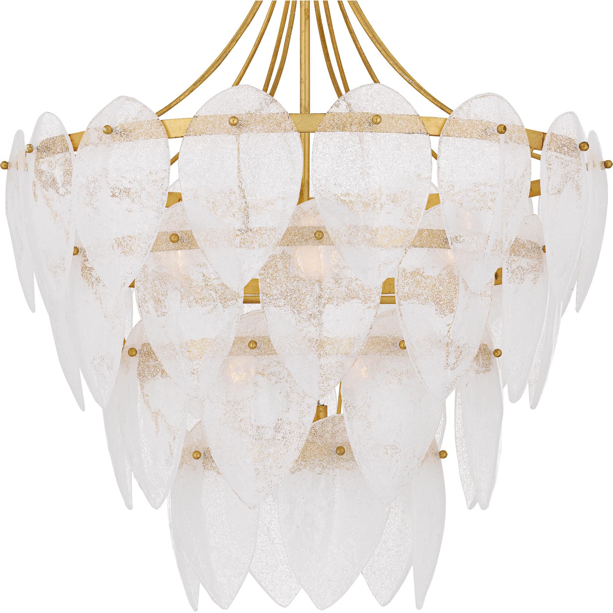 Shown in Gold Leaf finish and Clear Seedy Glass shade