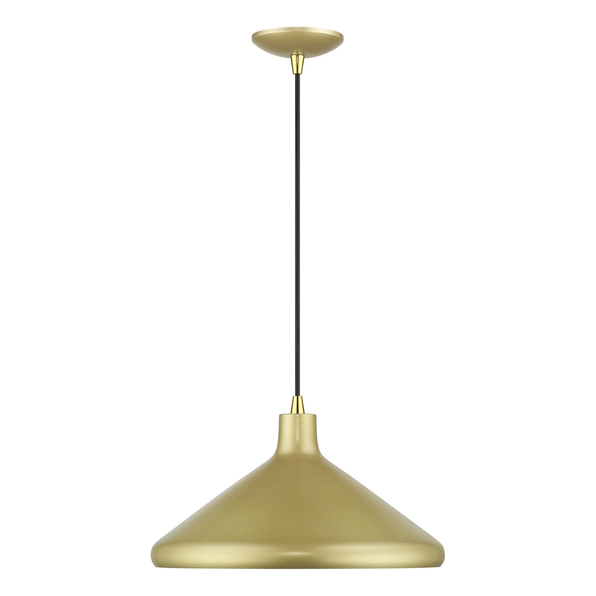 Shown in Soft Gold with Polished Brass Accents finish and Soft Gold Aluminum with White Inside shade