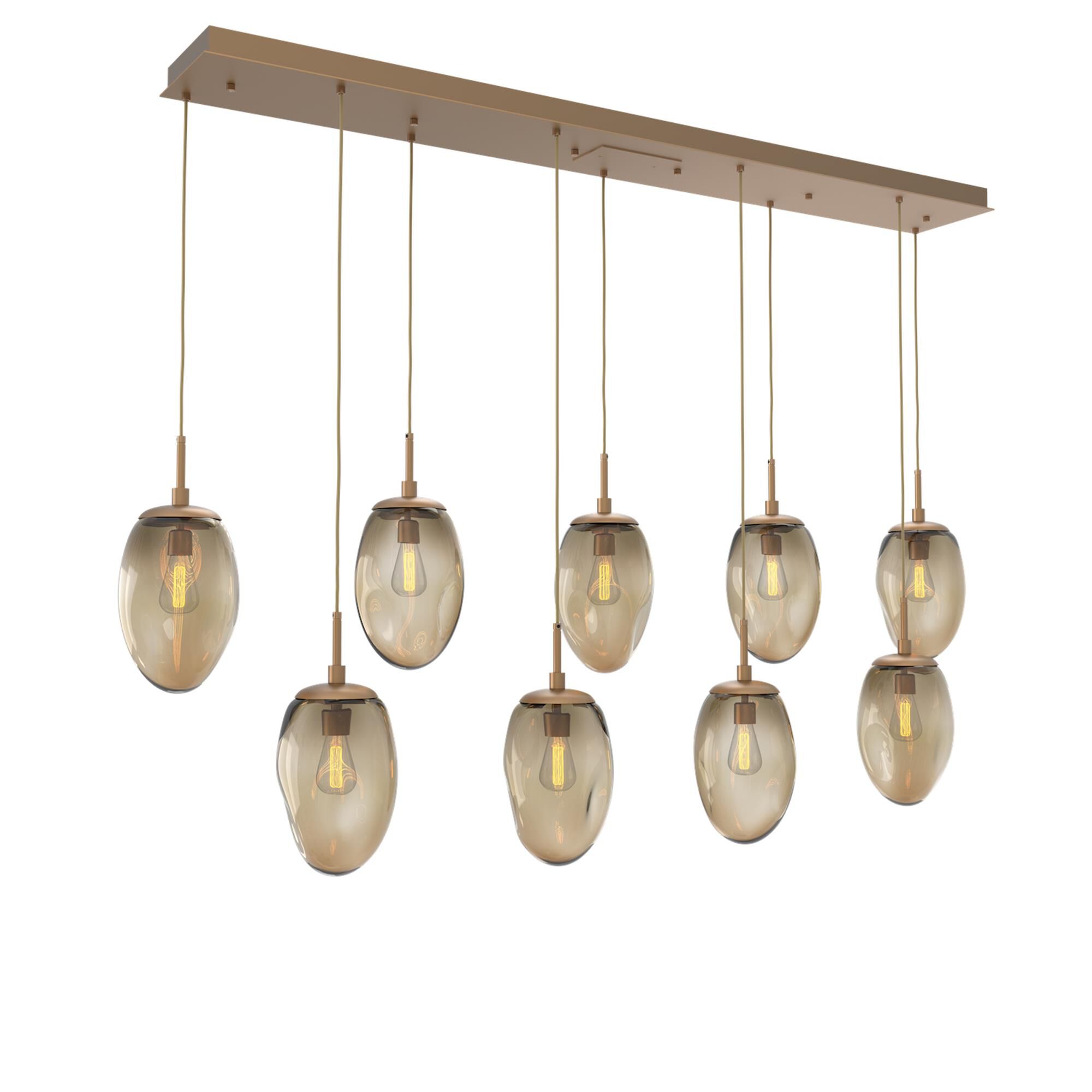 Shown in Novel Brass finish and Bronze Blown glass