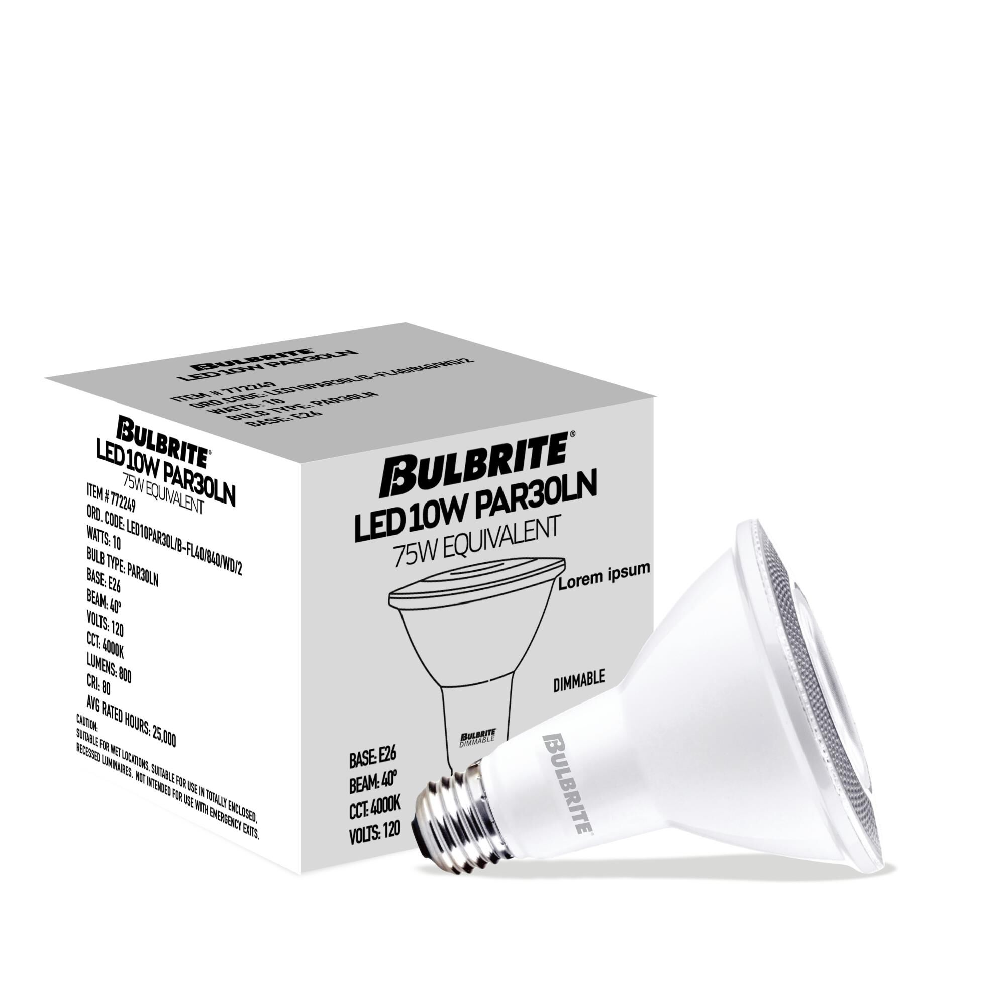 10 Watt 4000K PAR30LN LED Light Bulb by Bulbrite
