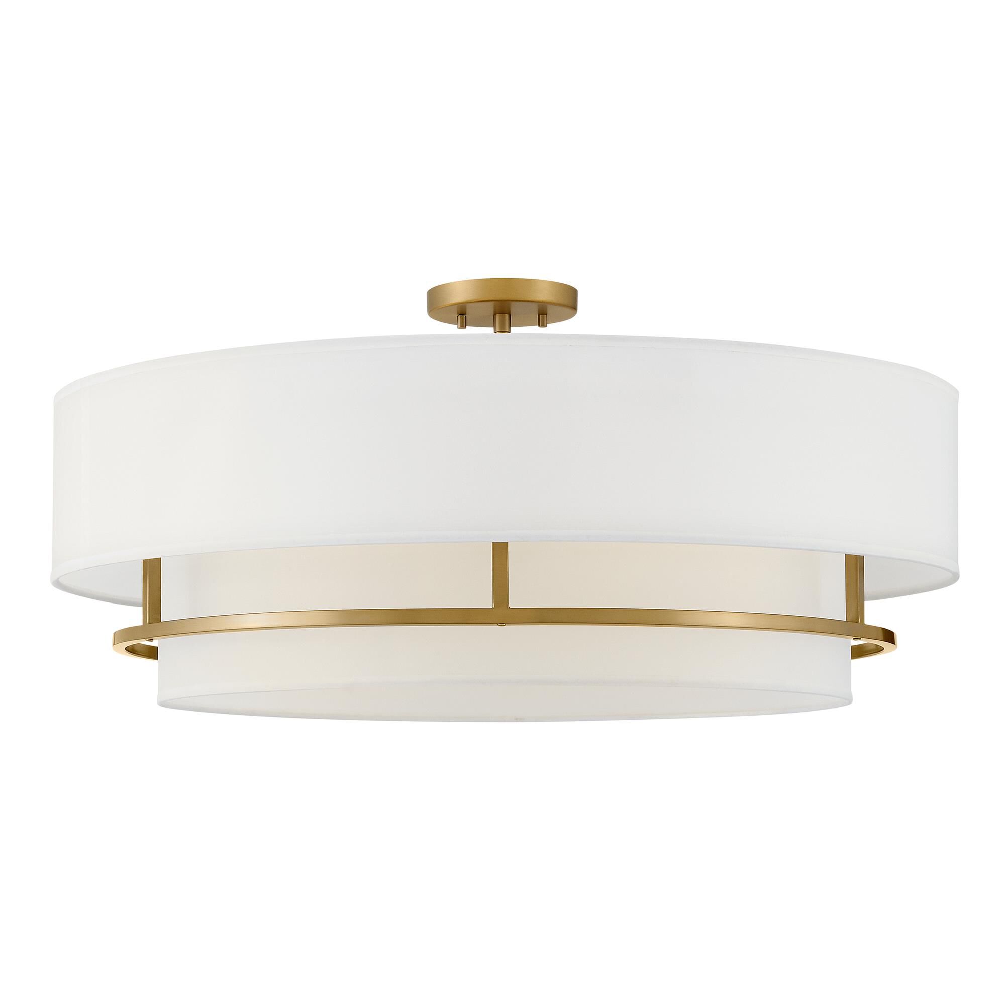 Shown in Lacquered Brass finish and Faux Parchment shade